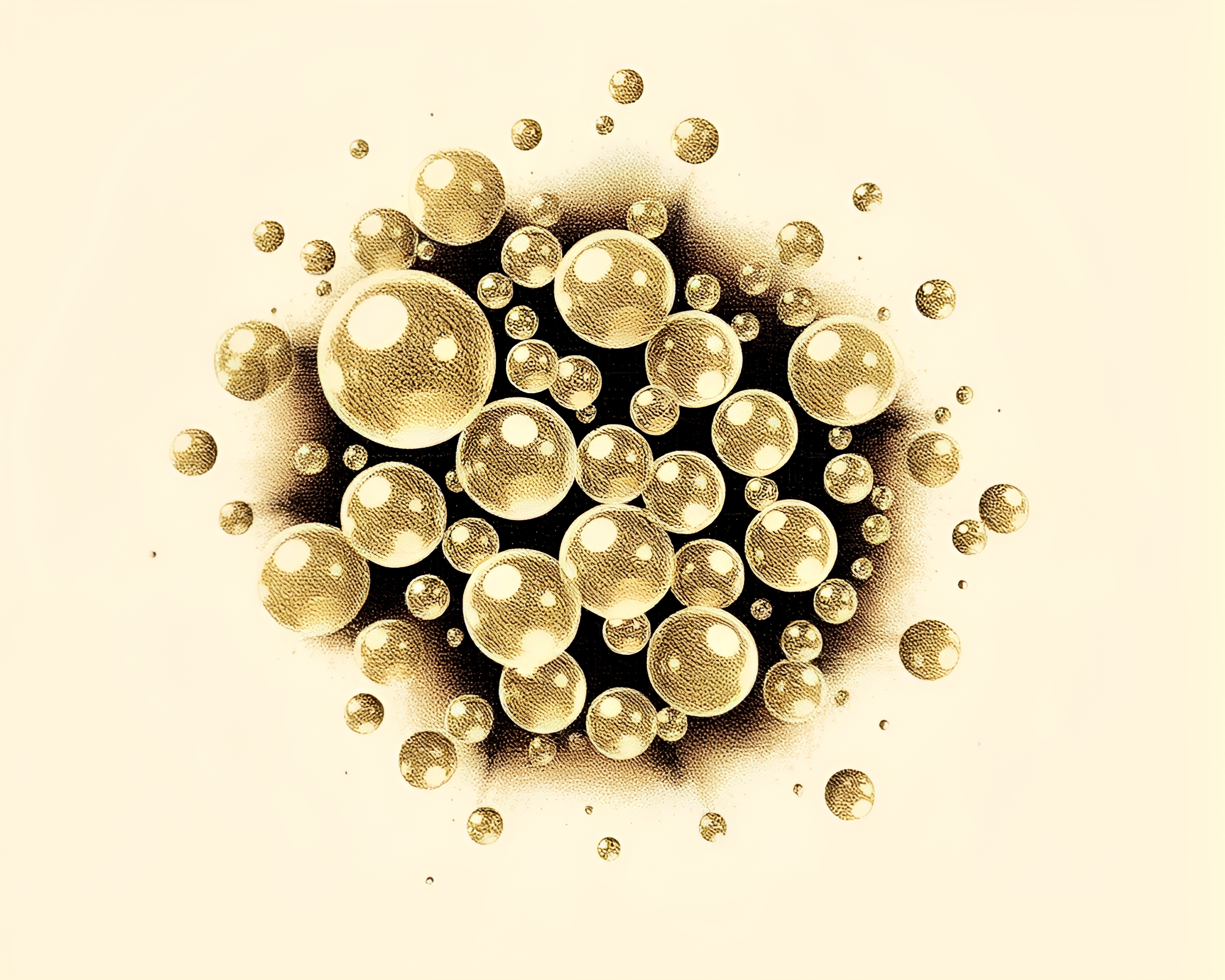 Binary Code Bubble Cluster in Sepia Crosshatch – free AI stock image