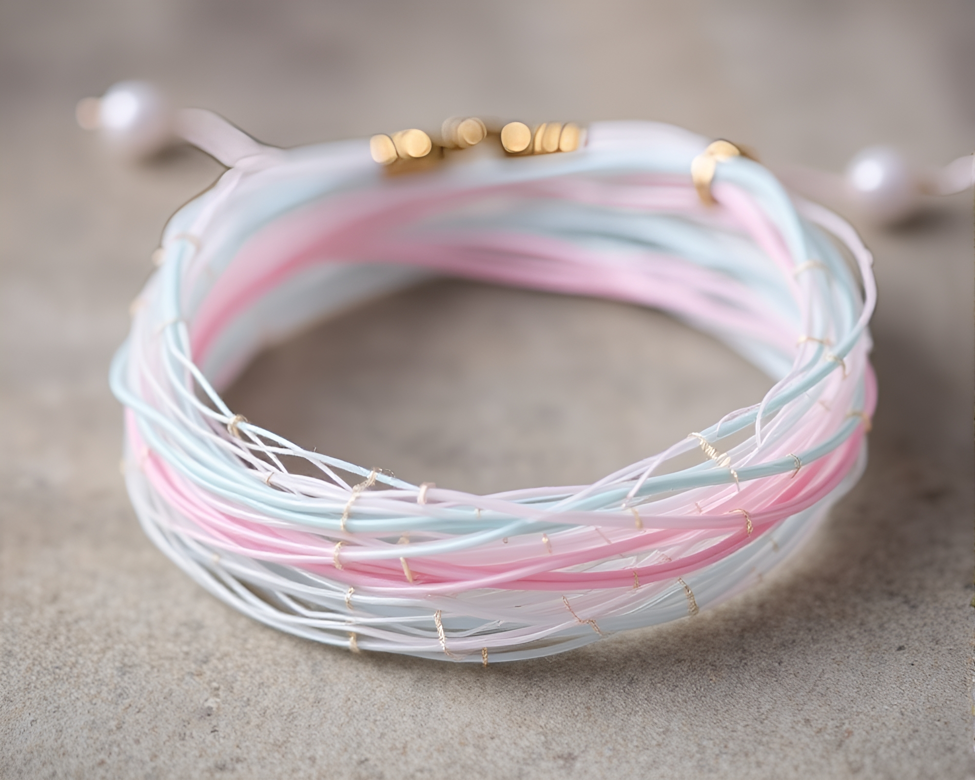 Pastel Dreams: Cobweb Bracelet in Gradient Mesh Style – free AI stock image