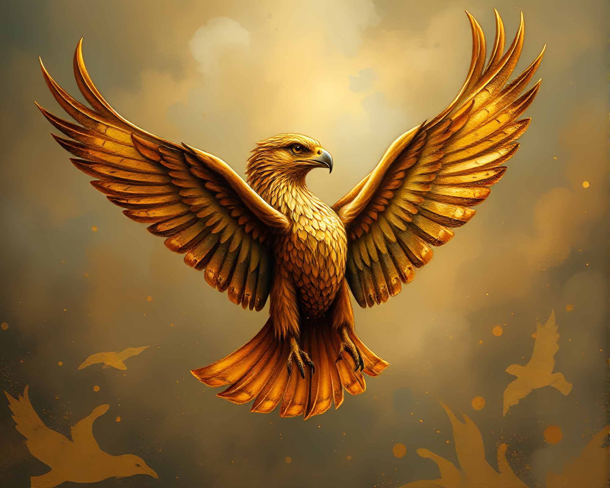 Gryphon King in Savannah Golds Mixed Media Art – free AI stock image