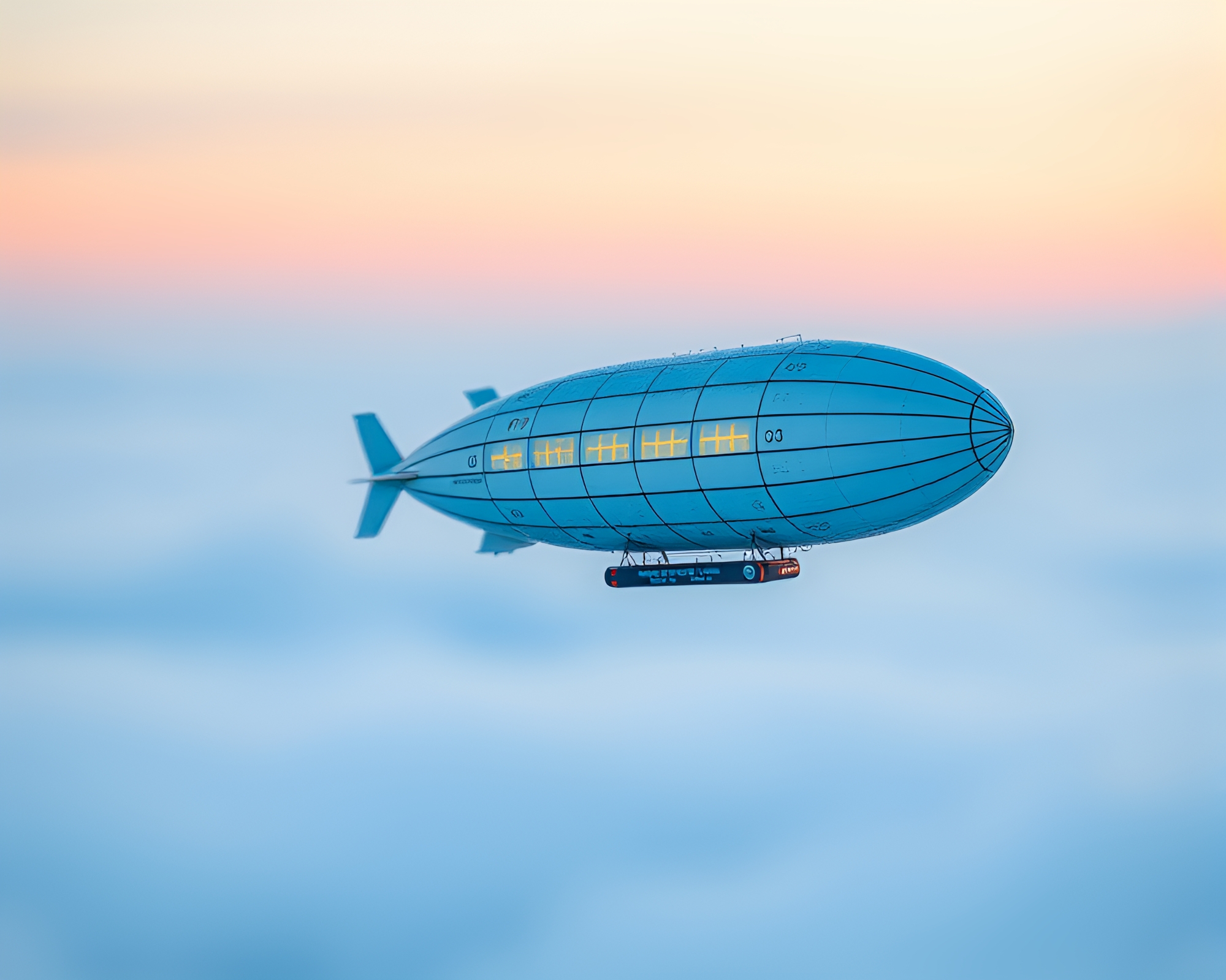 Intriguing Arctic Blue Zeppelin: Egg Tempera Art – free AI stock image