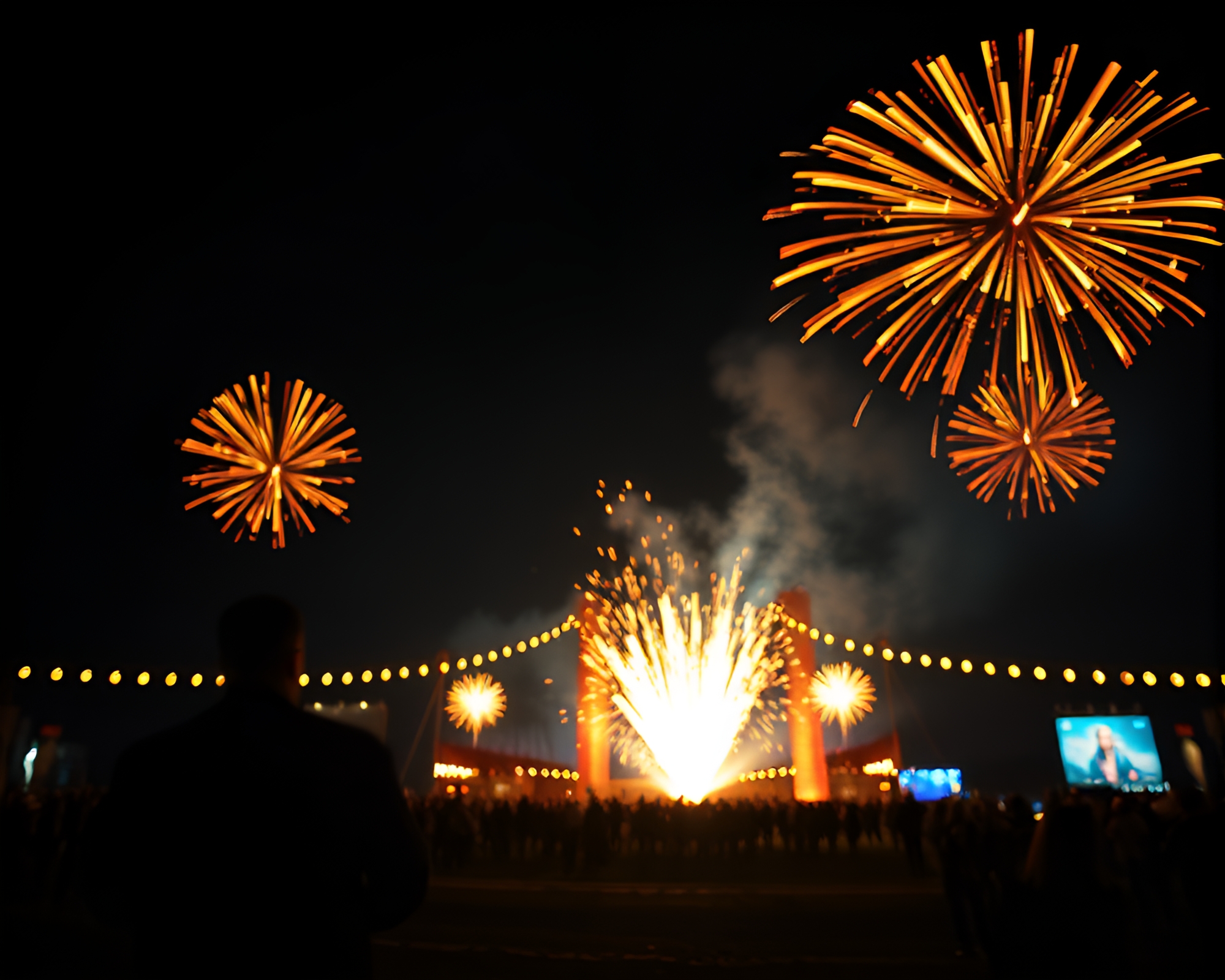 Satellite Spectacle: Rust Patina Festival Lights – free AI stock image