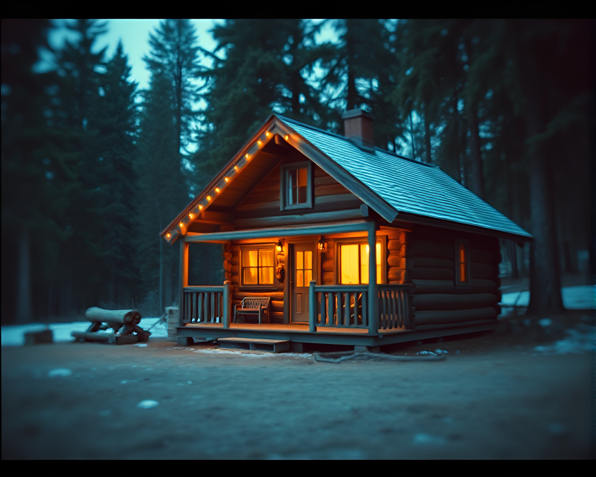 Holographic Cabin Retreat with Retro Vibe – free AI stock image