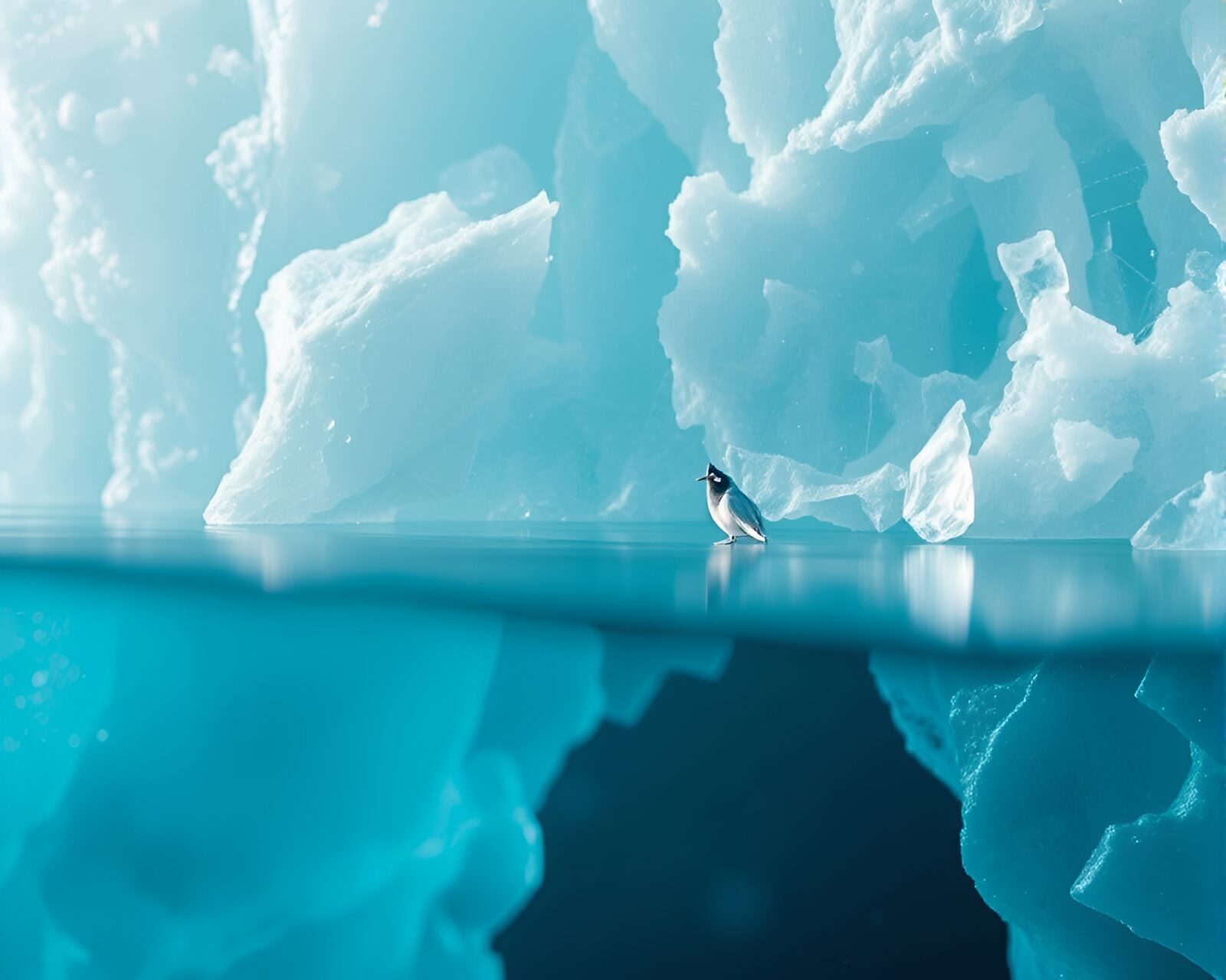 Crystal-clear macro photo collage of Arctic iceberg details