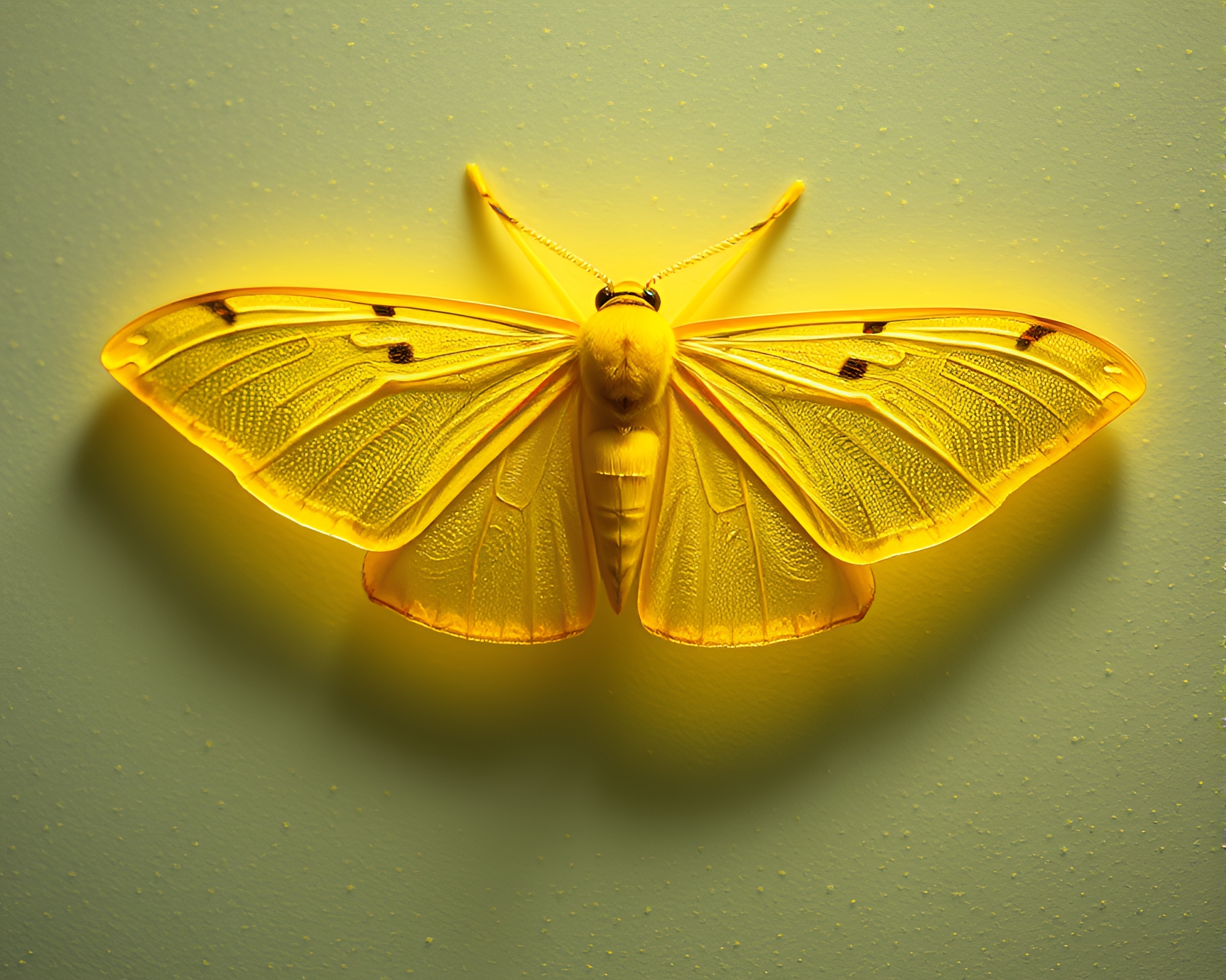 Moth in Lemon Yellow Stippling Light – free AI stock image