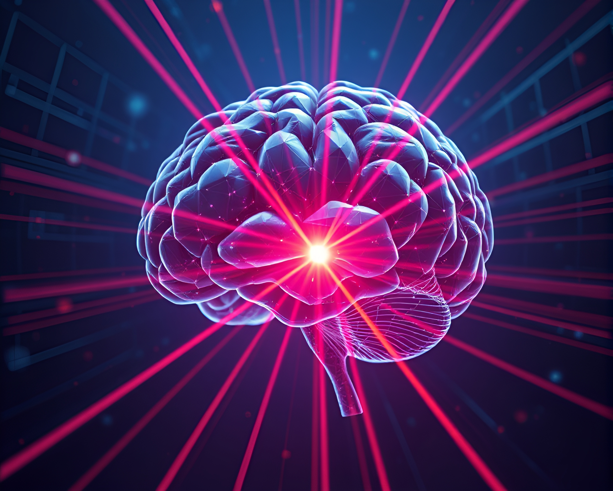 AI Brain Engulfed in Prism Laser Mosaic – free AI stock image