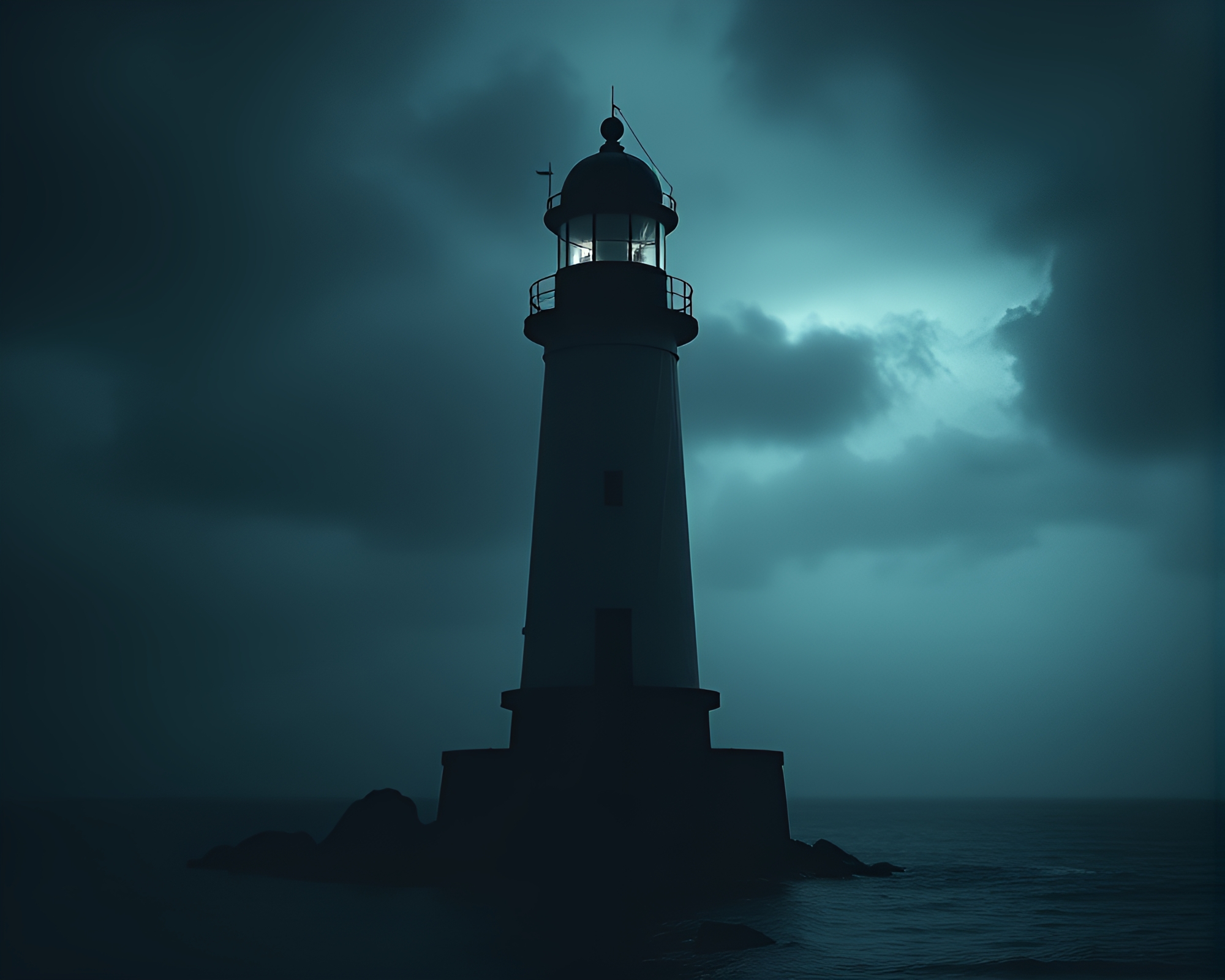 Dramatic Abandoned Lighthouse in Negative Space – free AI stock image