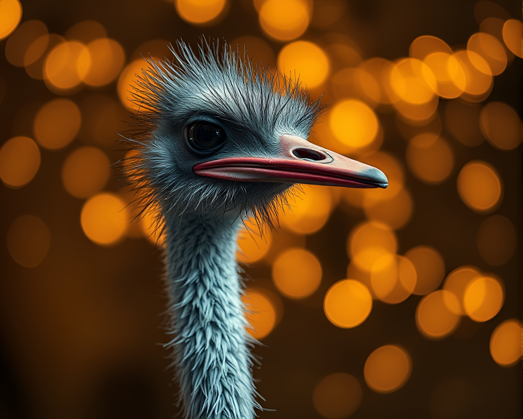 Mesmerizing Ostrich Bokeh Lights Composition – free AI stock image