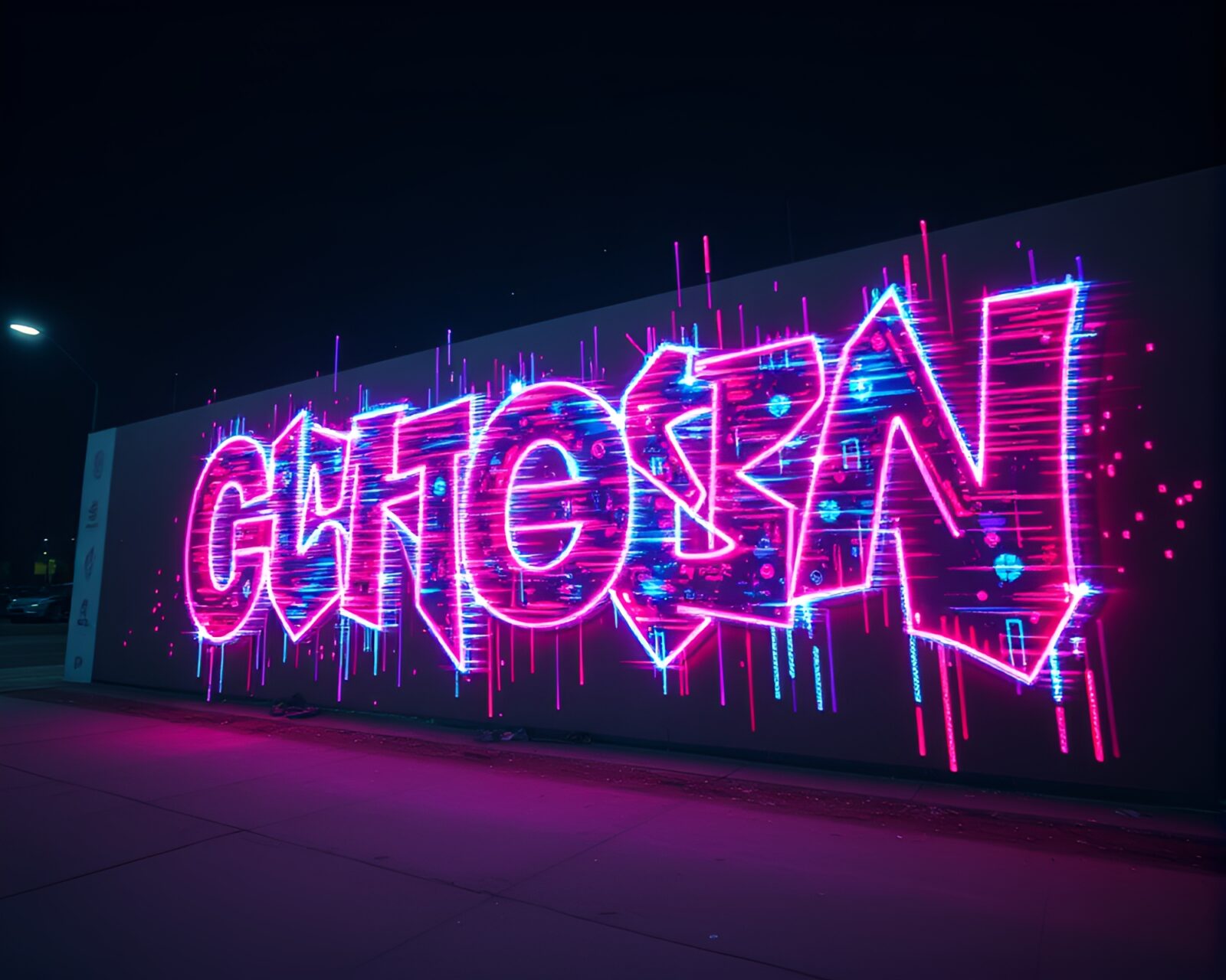A mesmerizing floating crystal with colorful graffiti patterns