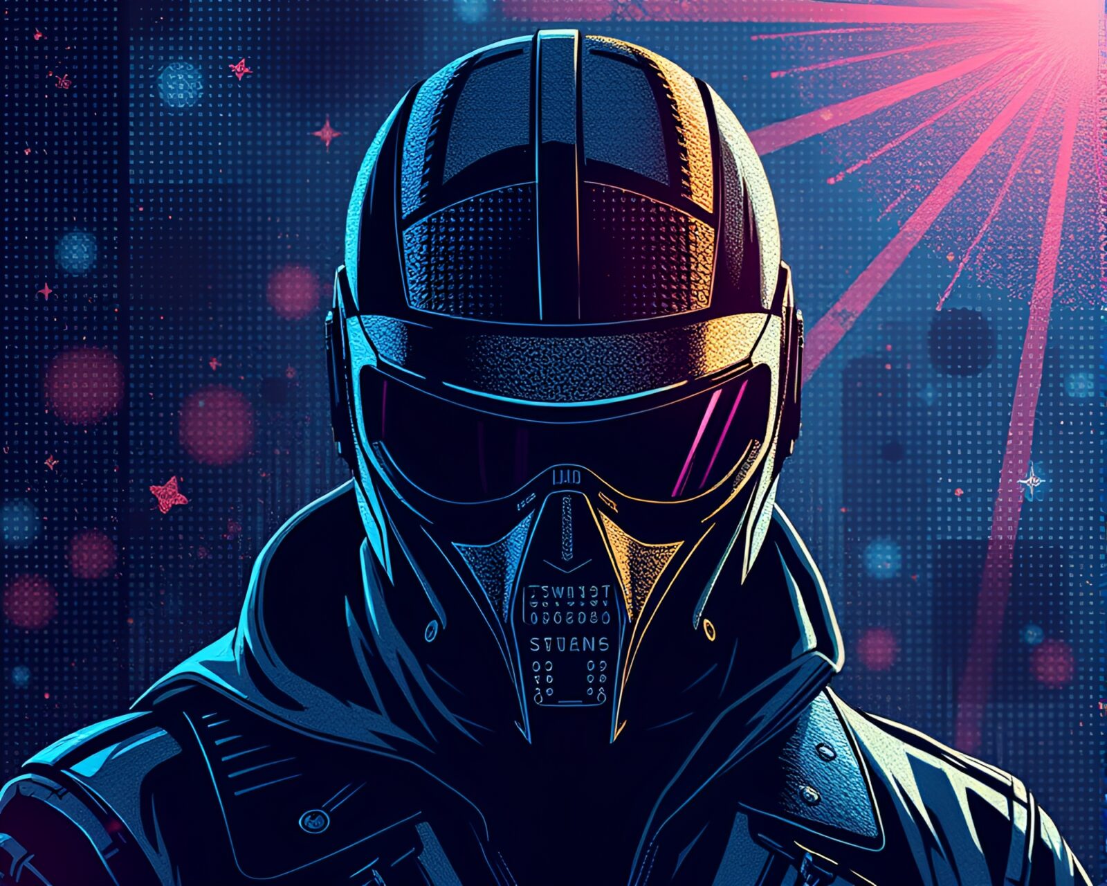 Metallic flake sparkle on cyber vigilante in toon shading
