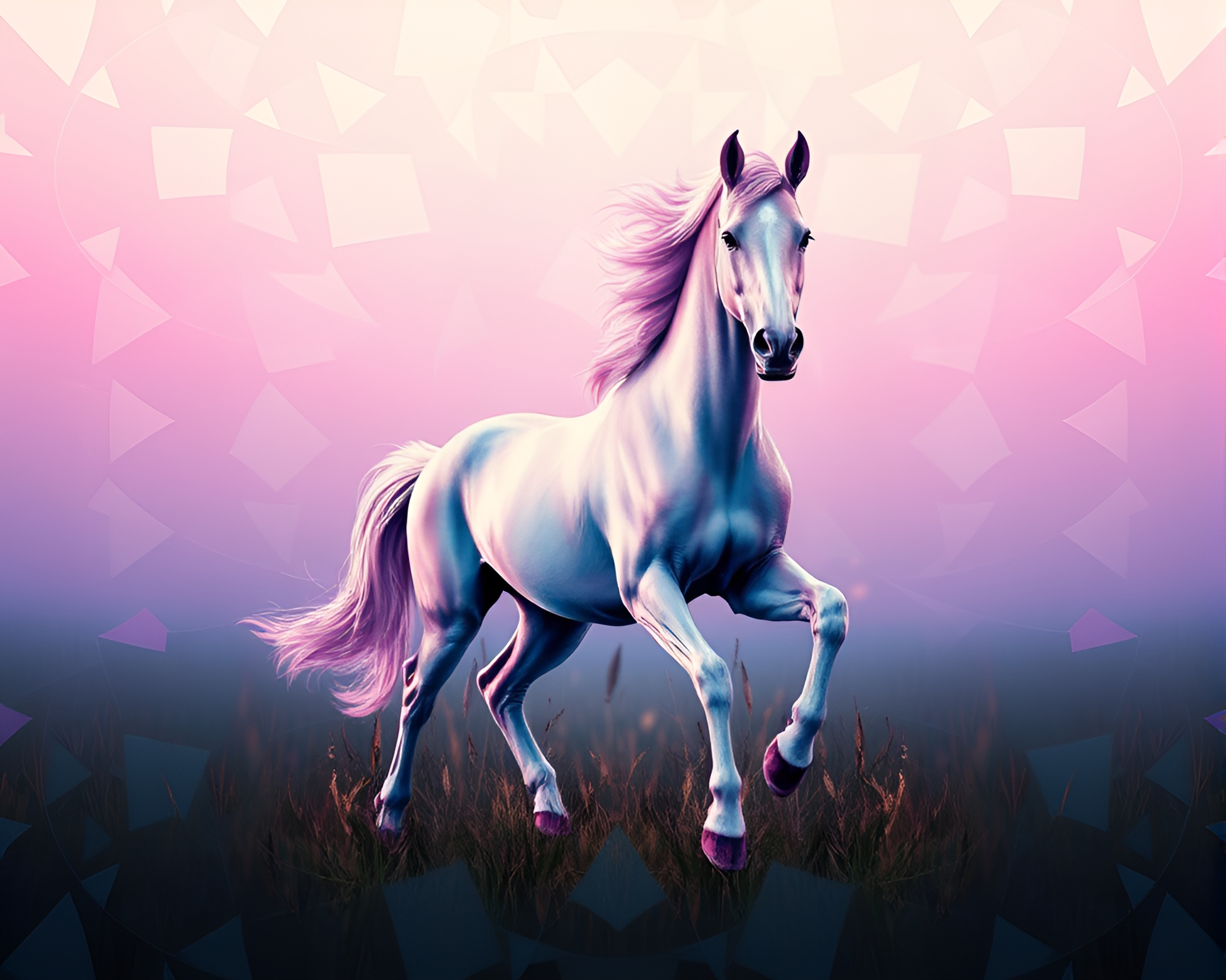 Wild Stallion in Kaleidoscope Fragments – free AI stock image