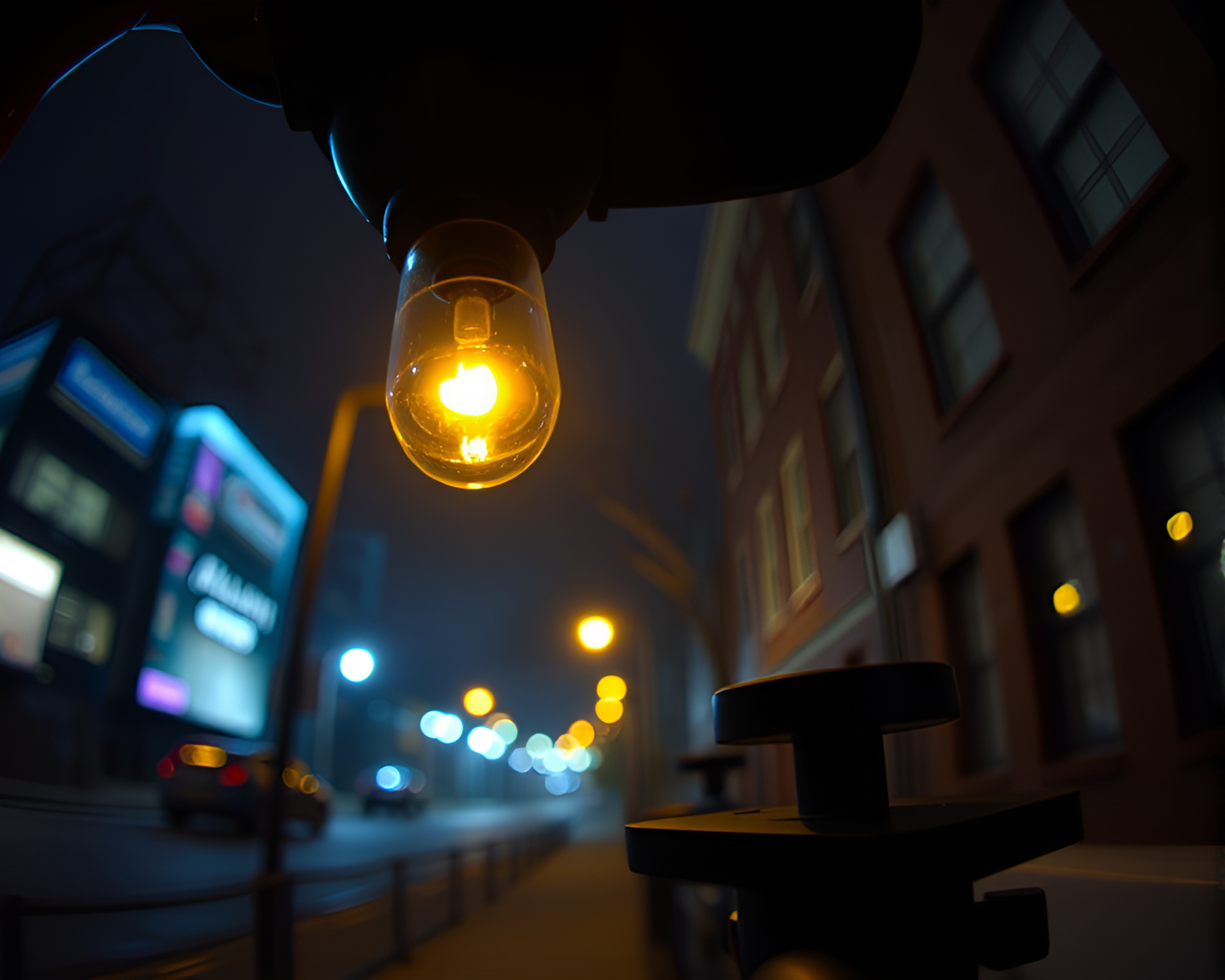 Microscopic World Illuminated by Streetlamp Glow – free AI stock image