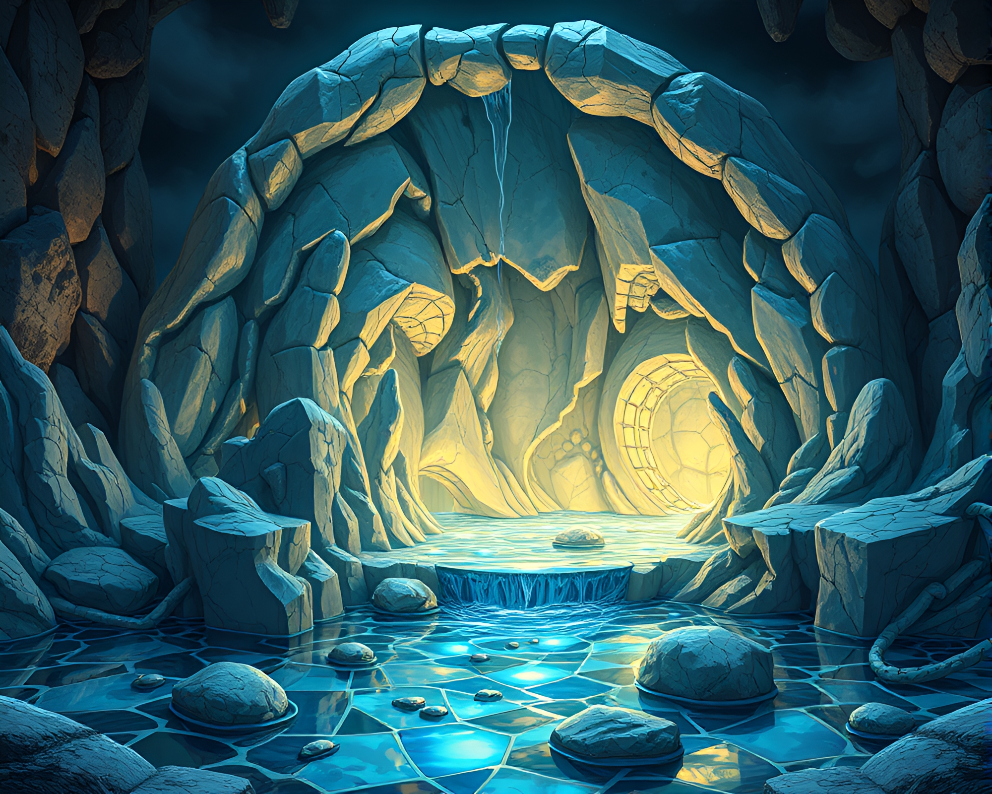 Marble Sprite in Dimly Lit Dungeon Manga Scene – free AI stock image