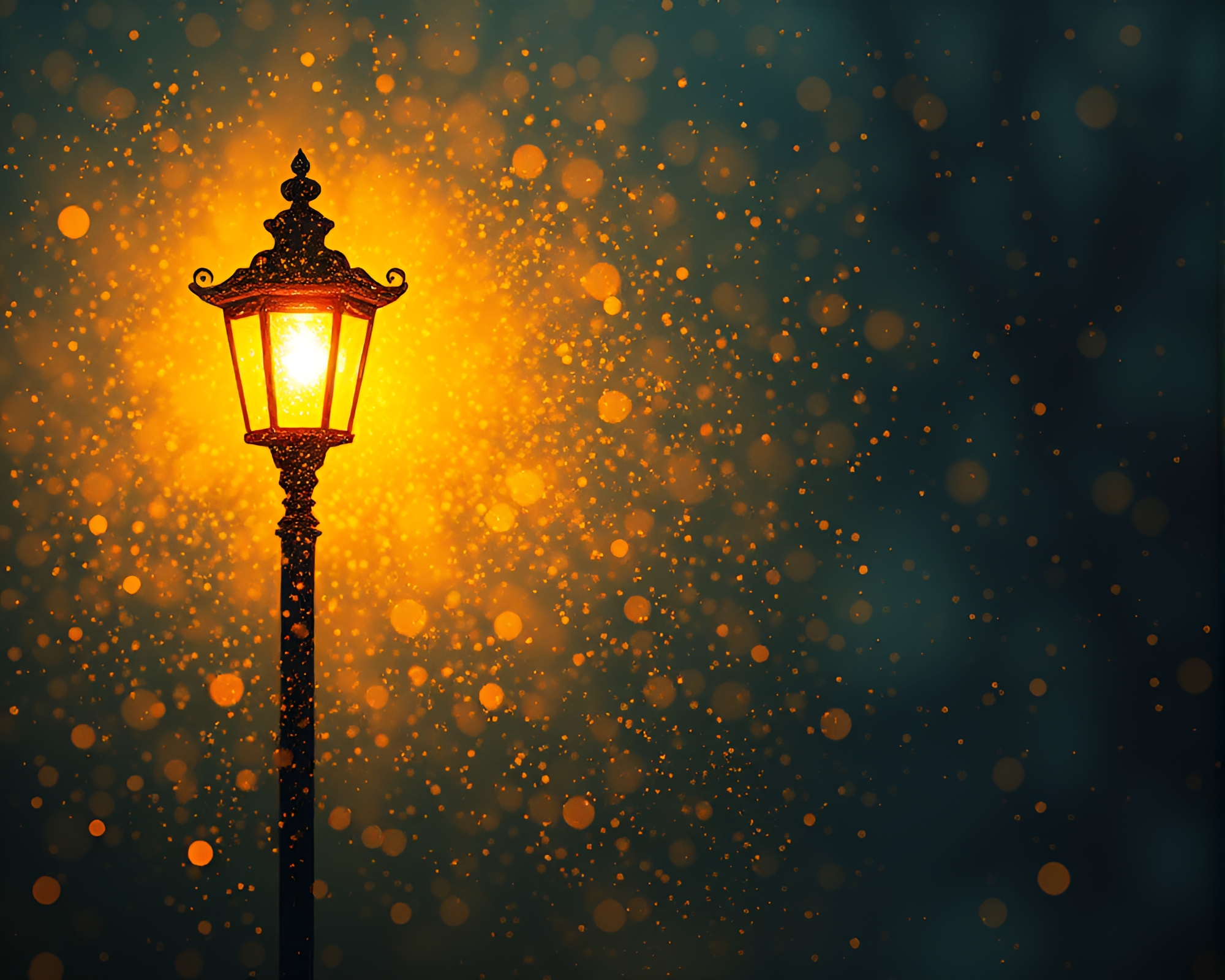 Enigmatic Ancient Scroll Illuminated by Streetlamp Glow – free AI stock image