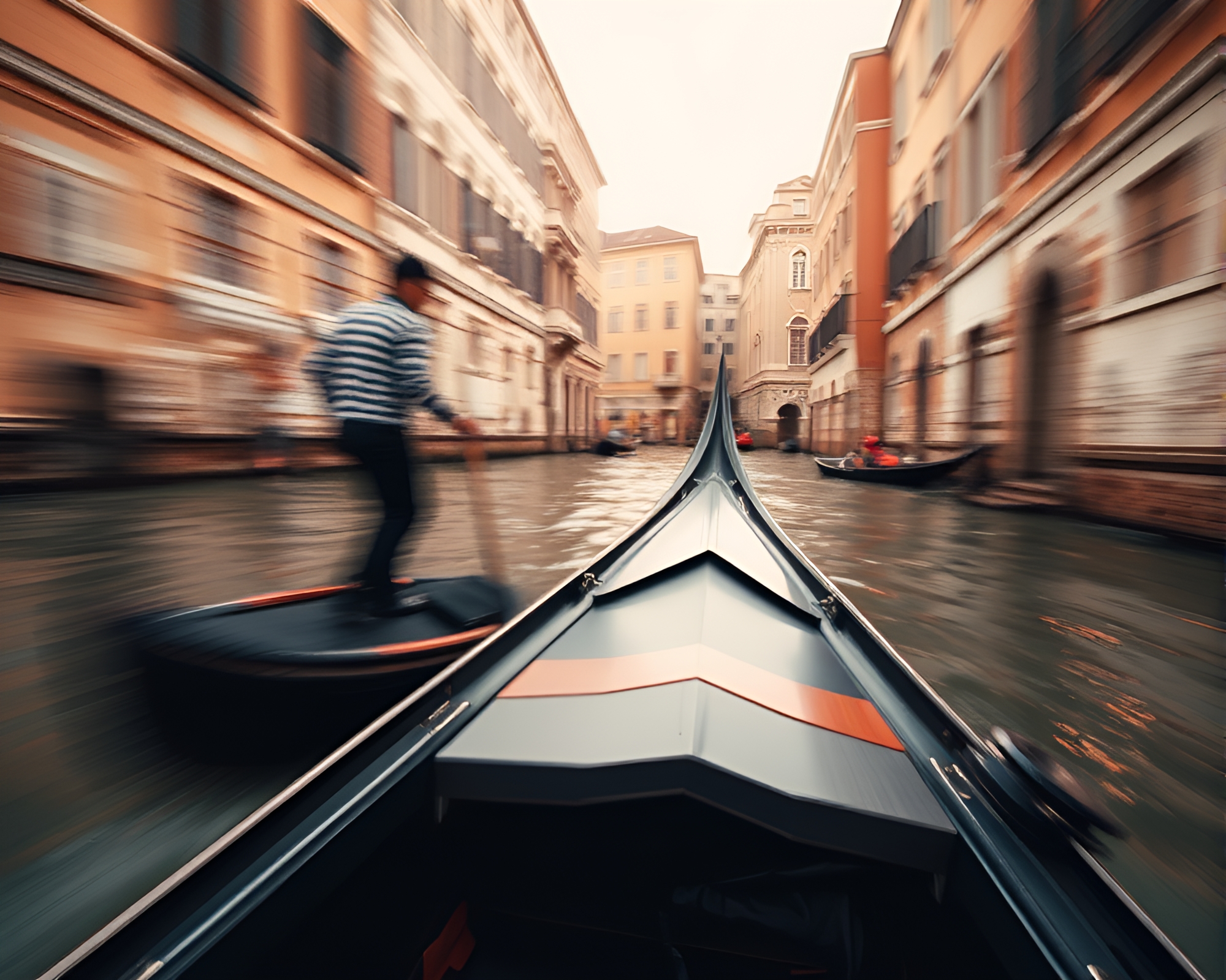 Venetian Gondola Glide Through Desert Chiaroscuro – free AI stock image