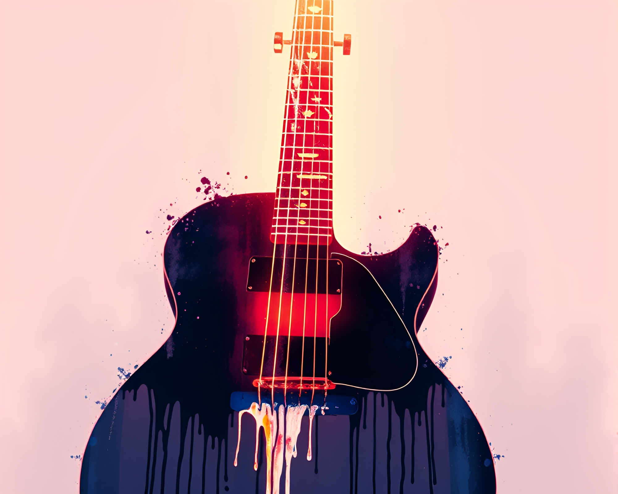 Bioluminescent Guitar Music Data Visualization – free AI stock image