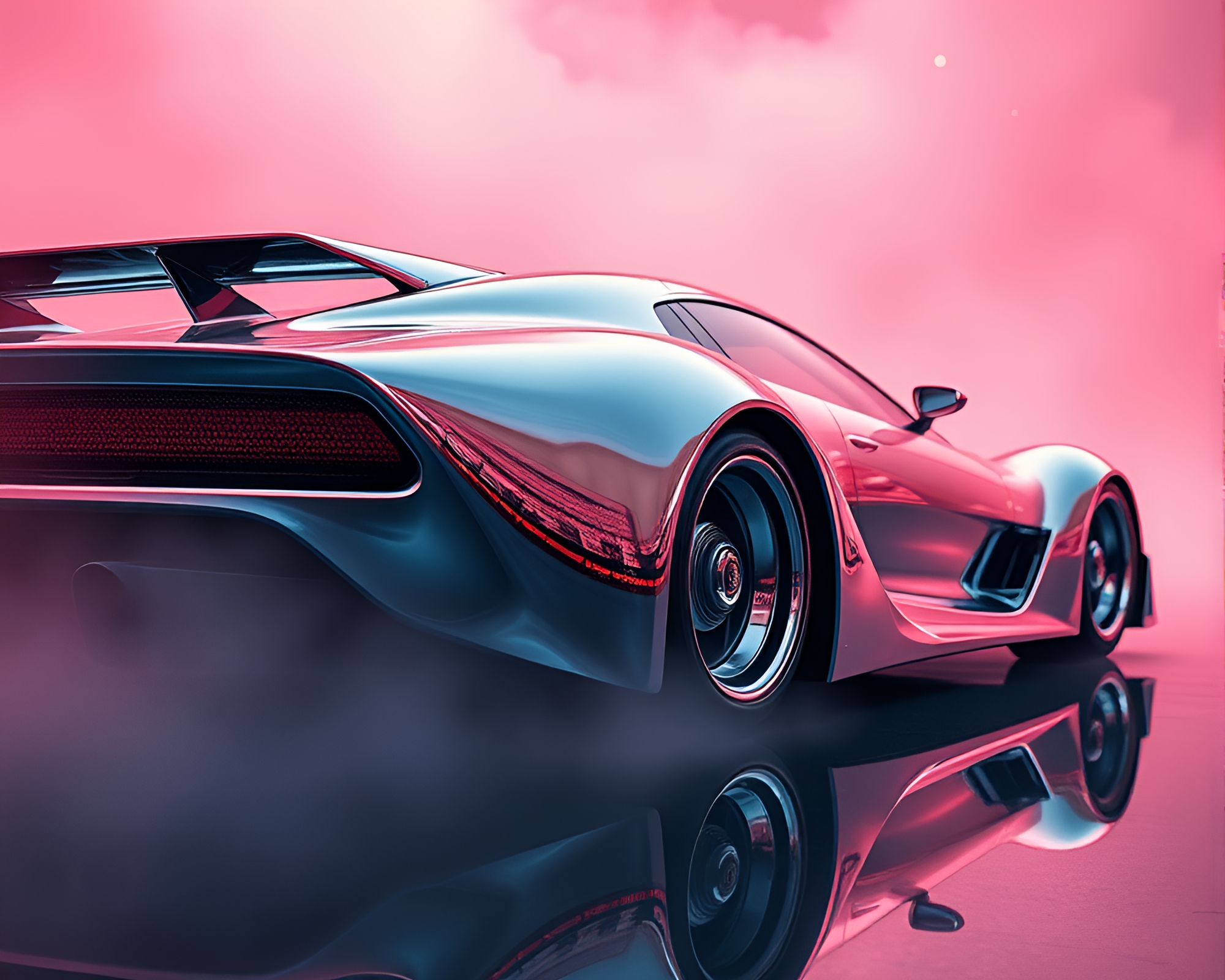 Futuristic Hover Car in Smoky Chrome Reflections – free AI stock image