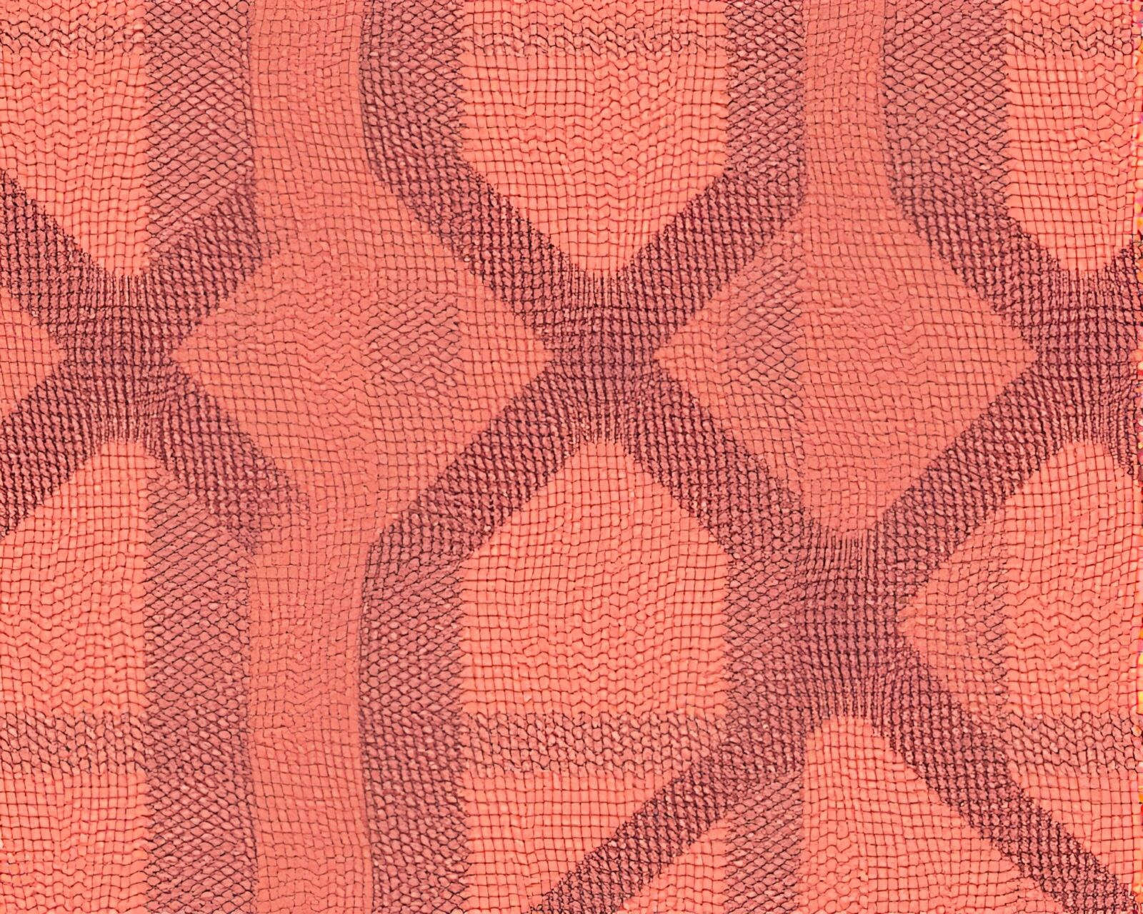 Grainy textured image of a Northern tundra with checkered patterns in a peachy glow