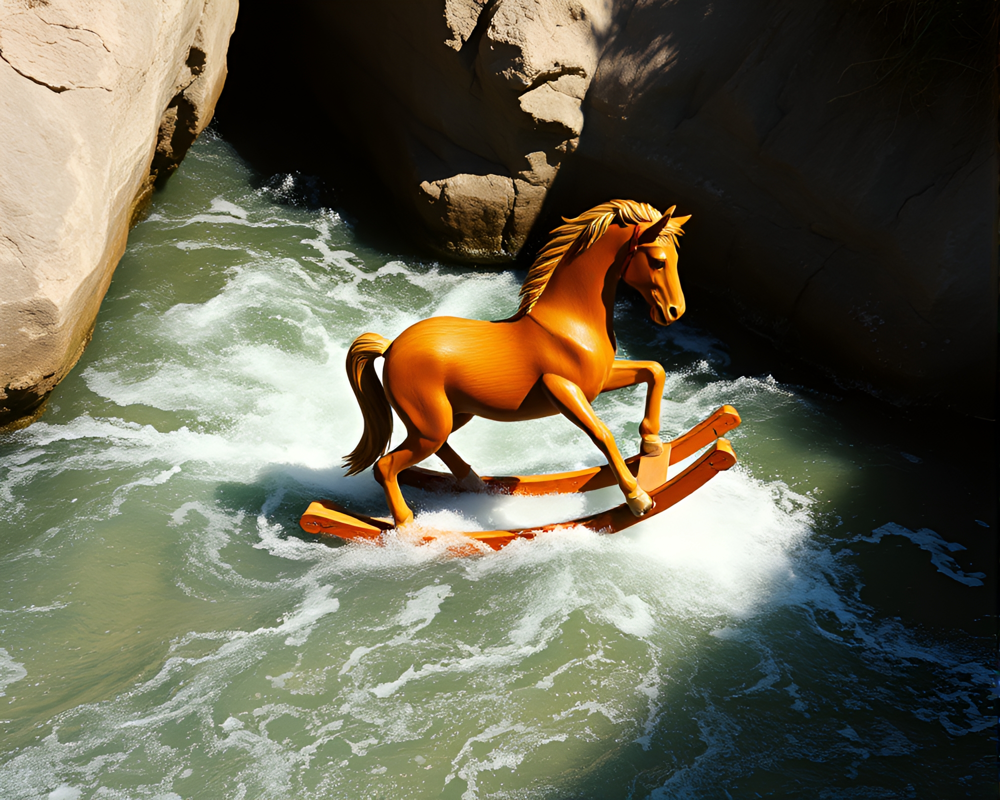 Whirlpool Rocking Horse Cliffside Shadow 80s VHS – free AI stock image