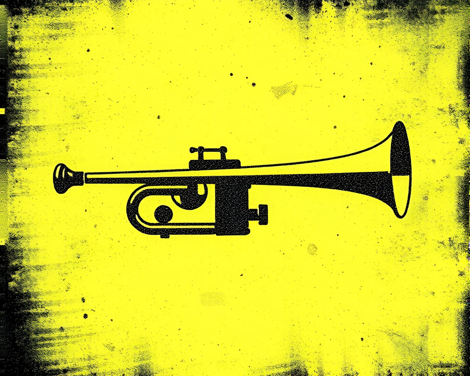 Abstract image of trumpet in grainy halftone grid