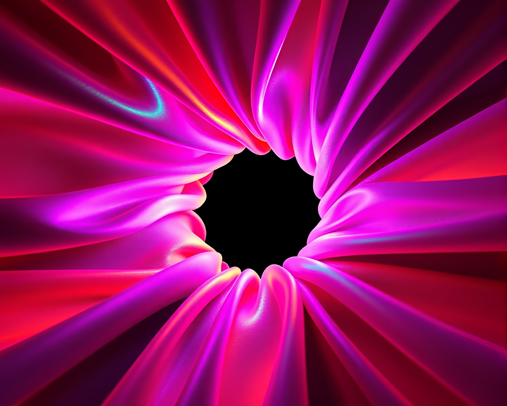 Vibrant Neon Wormhole Generator with Duochrome Fabric Folds – free AI stock image