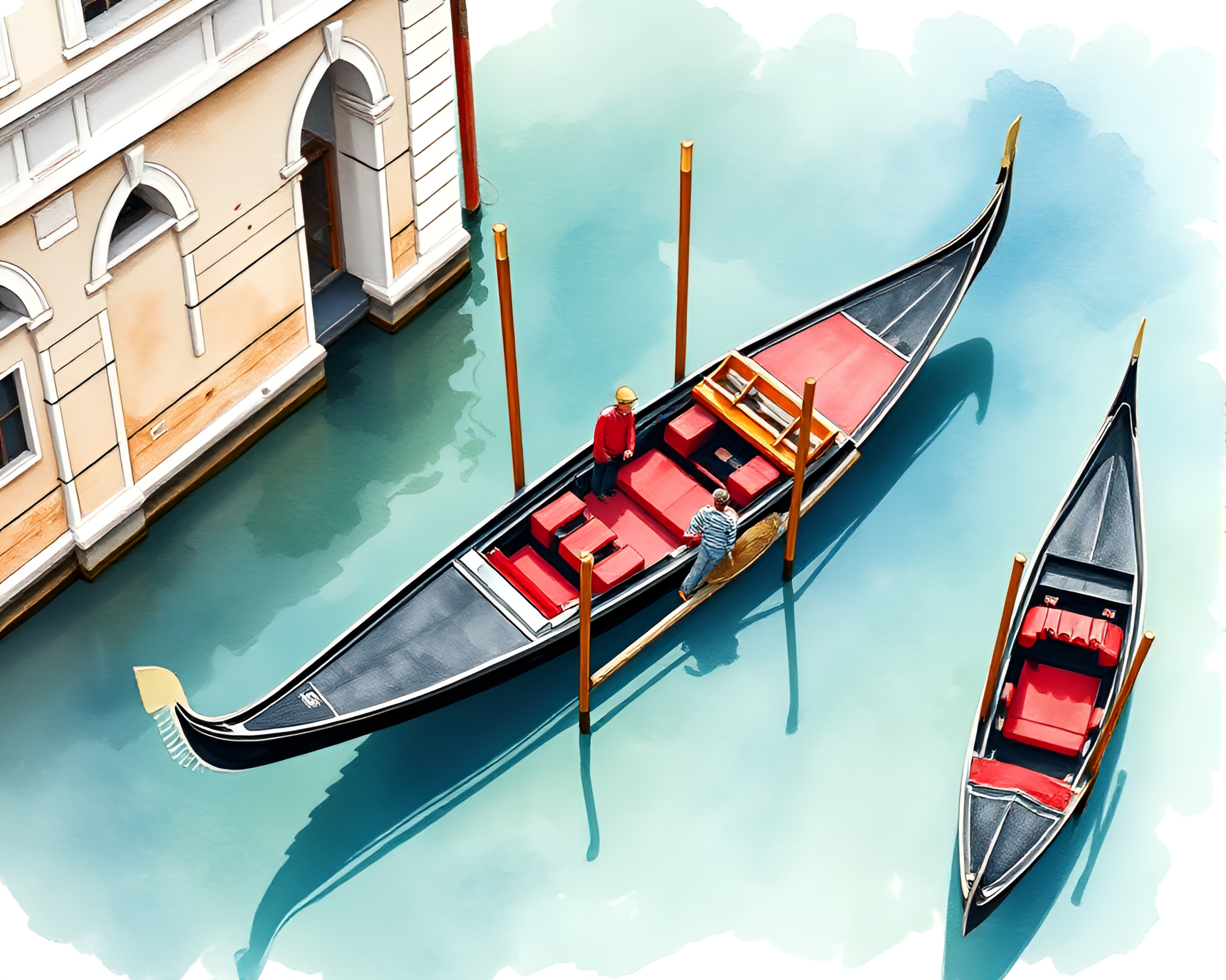 Beautiful Venetian Gondola in Isometric Illustration – free AI stock image