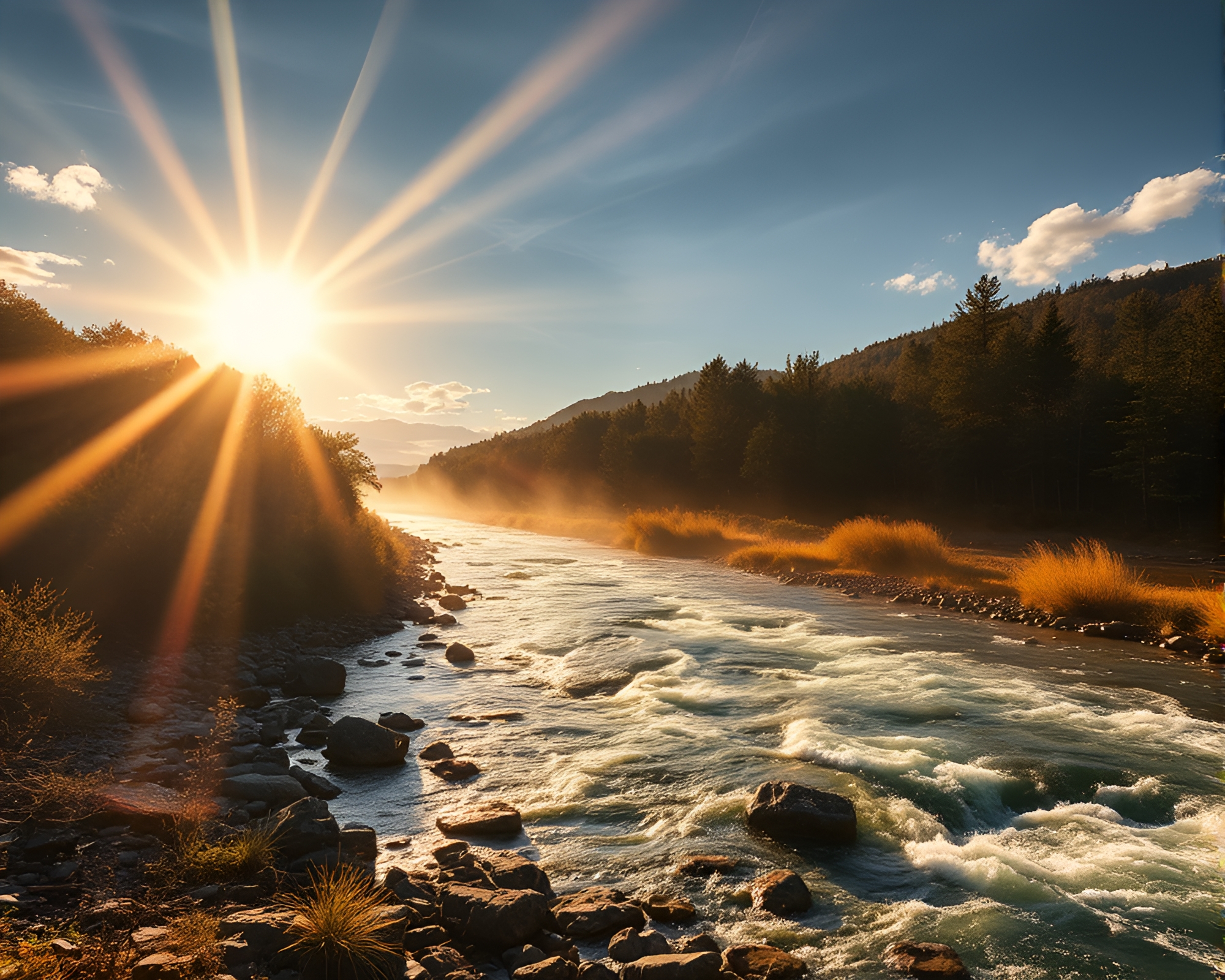 Savage River Sunset with Cosmic Dust Reflections – free AI stock image