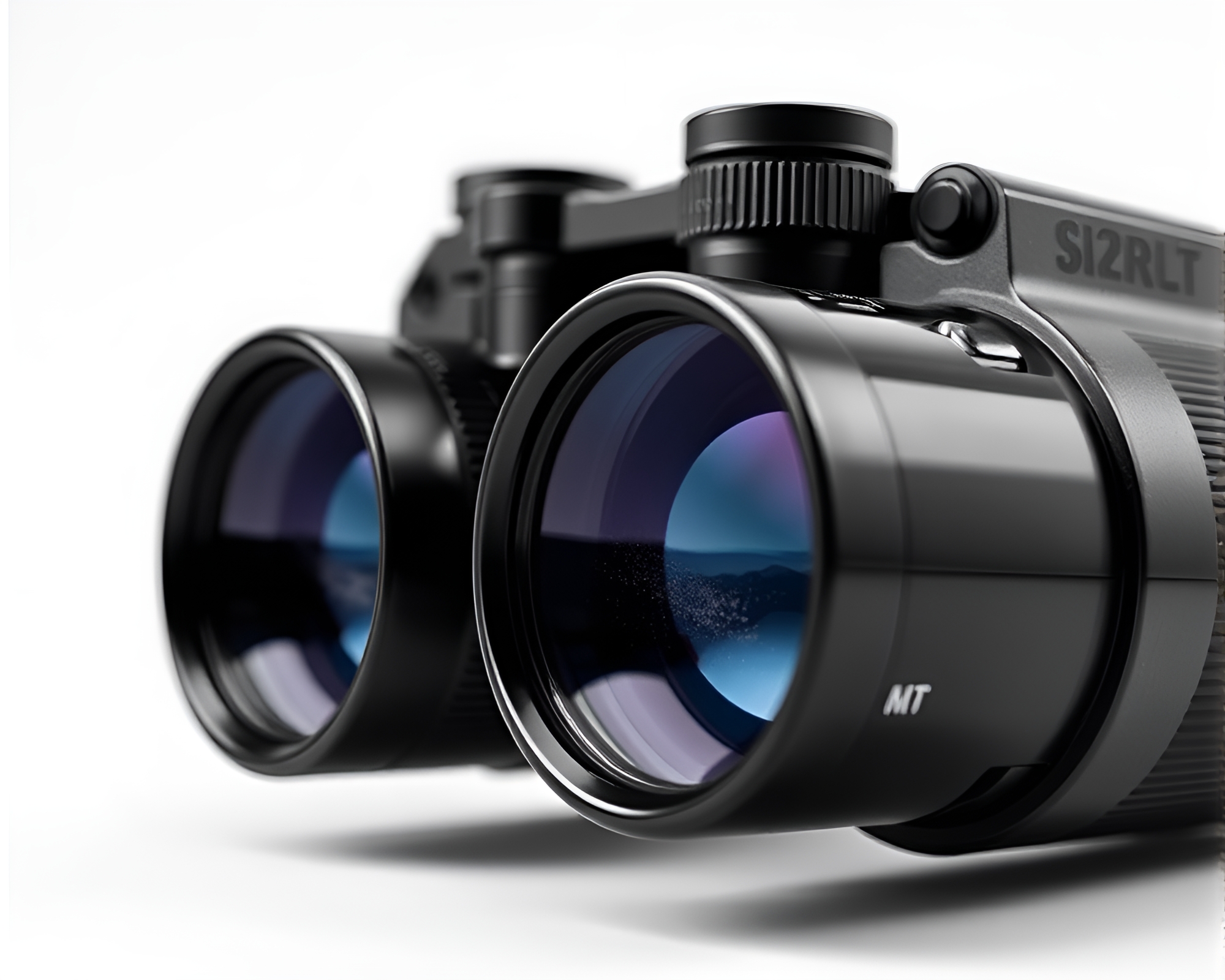 Binoculars through warped glass in charcoal black fluid – free AI stock image