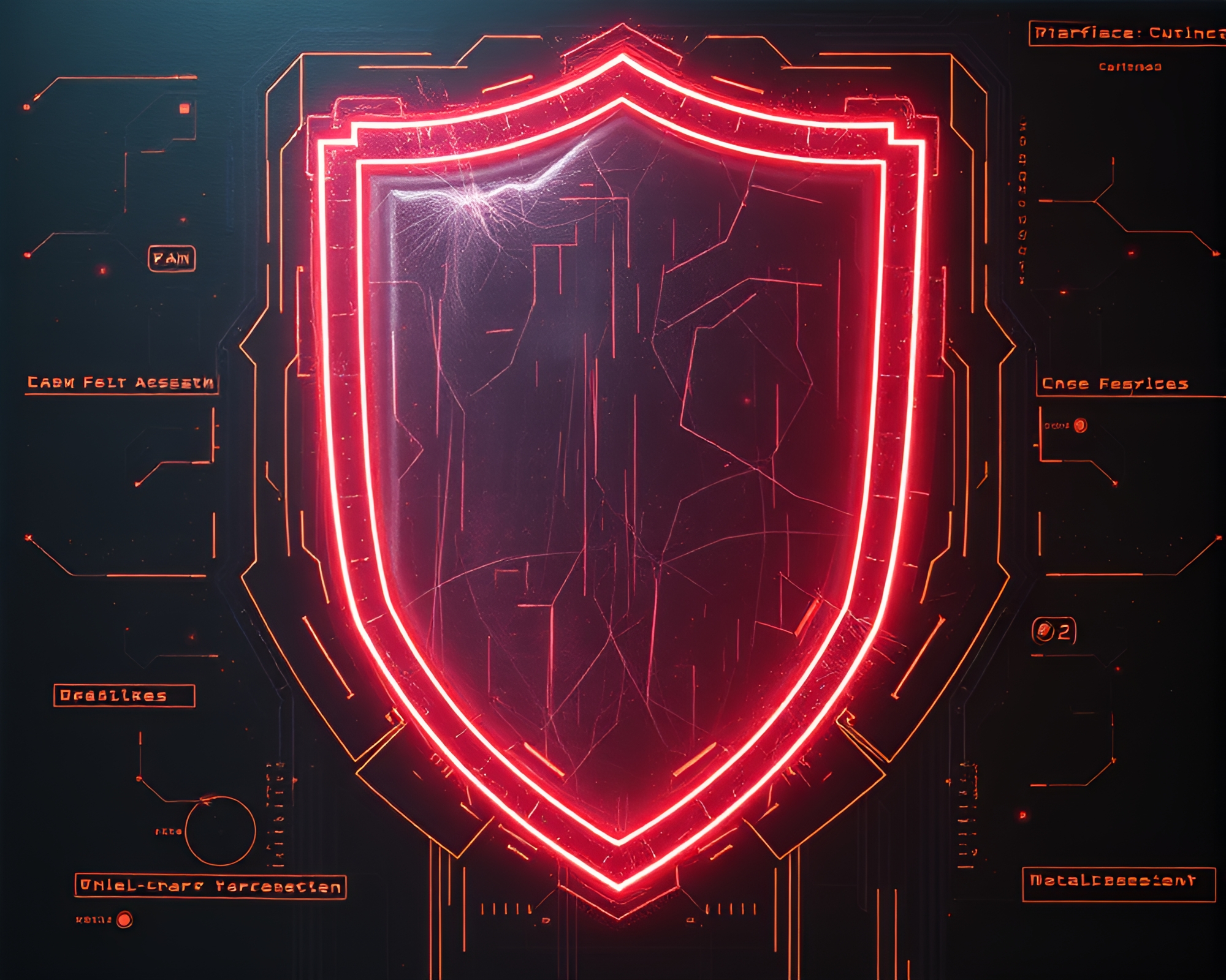 Futuristic Shield Chalk Drawing with Peachy Glow – free AI stock image
