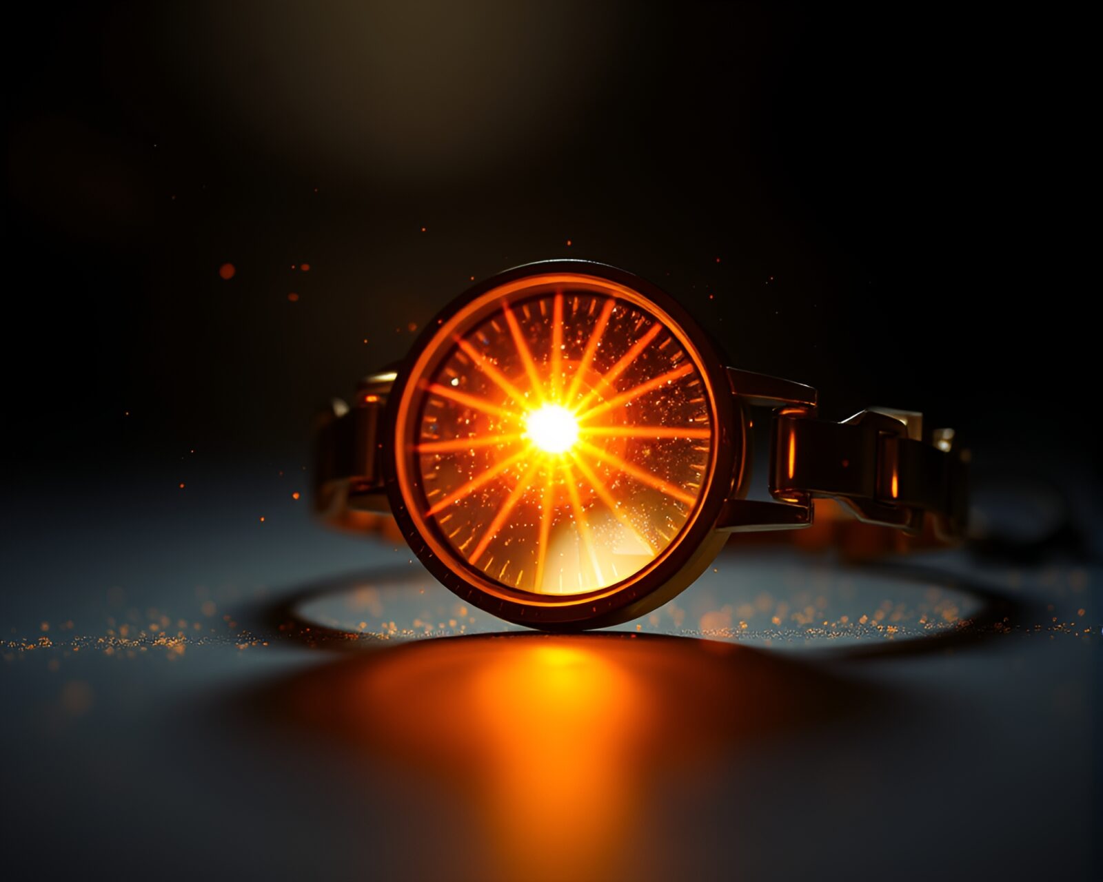 Shining bracelet highlighted by sunburst through dusty air