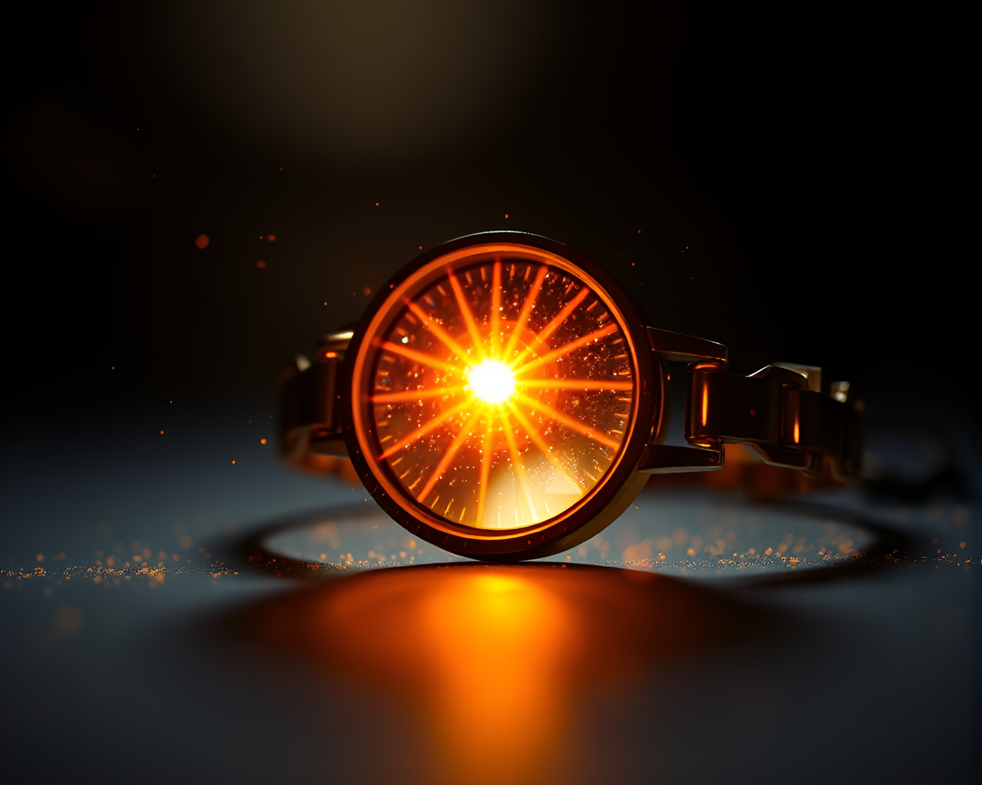 Golden Bracelet in Lens Sunburst Light – free AI stock image