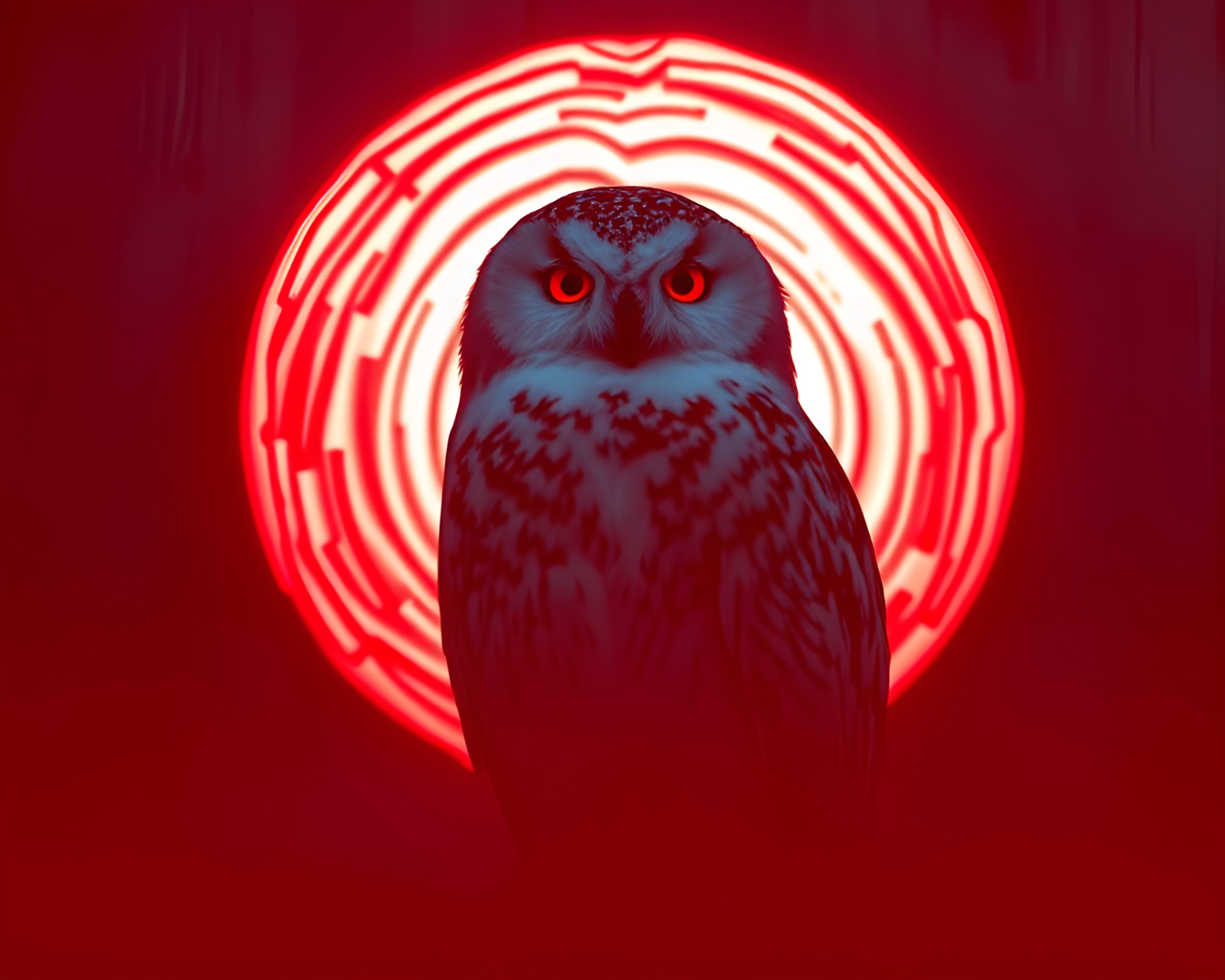 Snowy Owl Tree Ring Duotone Silhouette – free AI stock image
