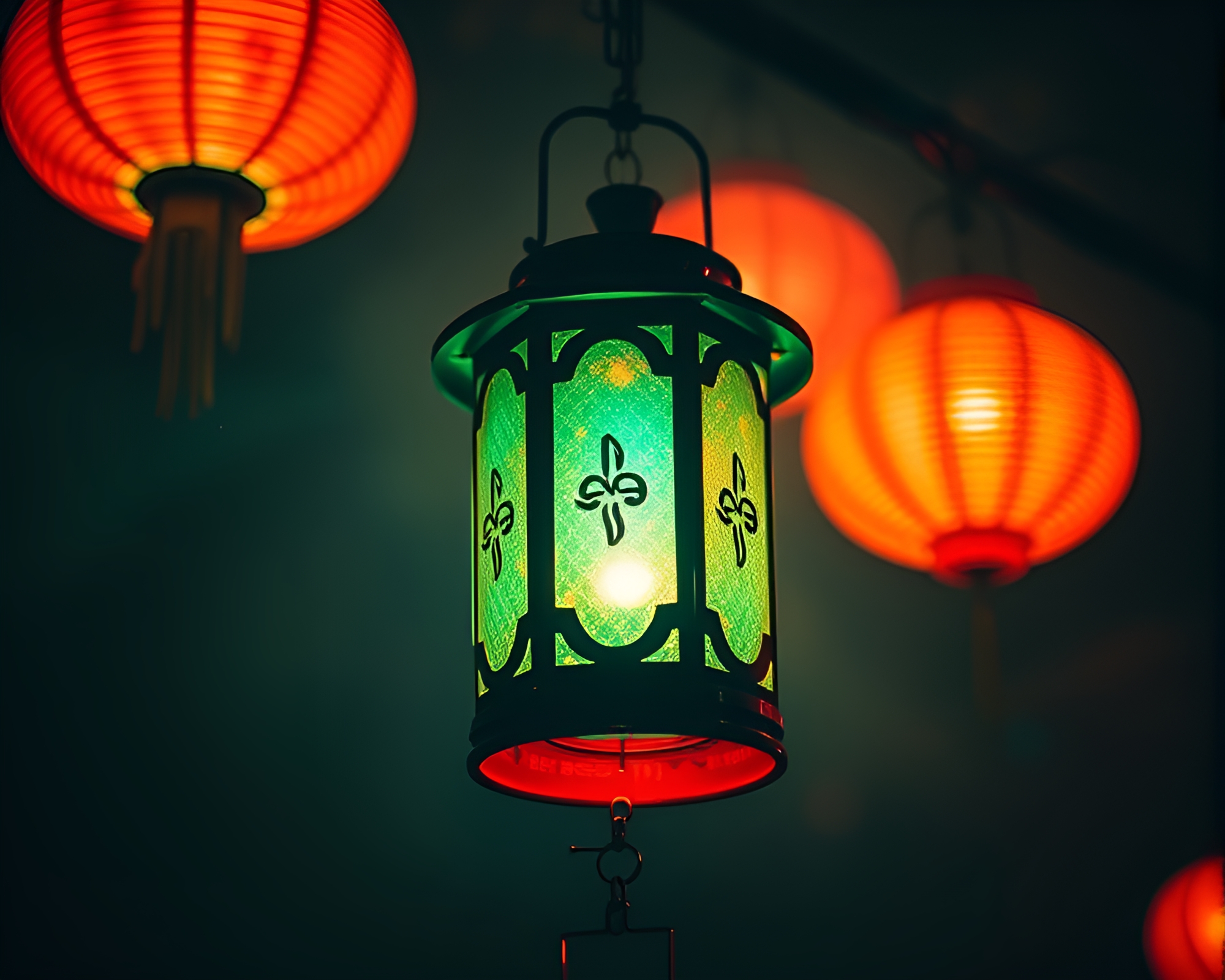 Siren of the Lantern Light: Chromatic Aberration Masterpiece – free AI stock image