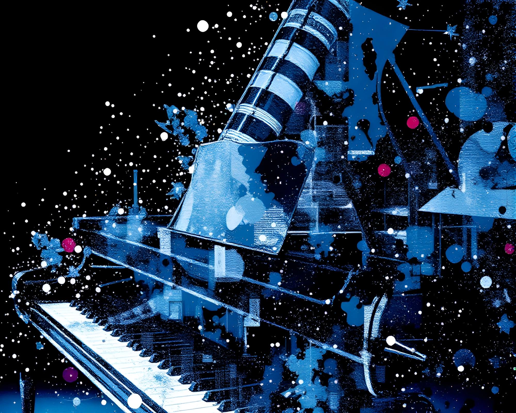 Ethereal Double Exposure: Piano and Splatter Art Fusion – free AI stock image
