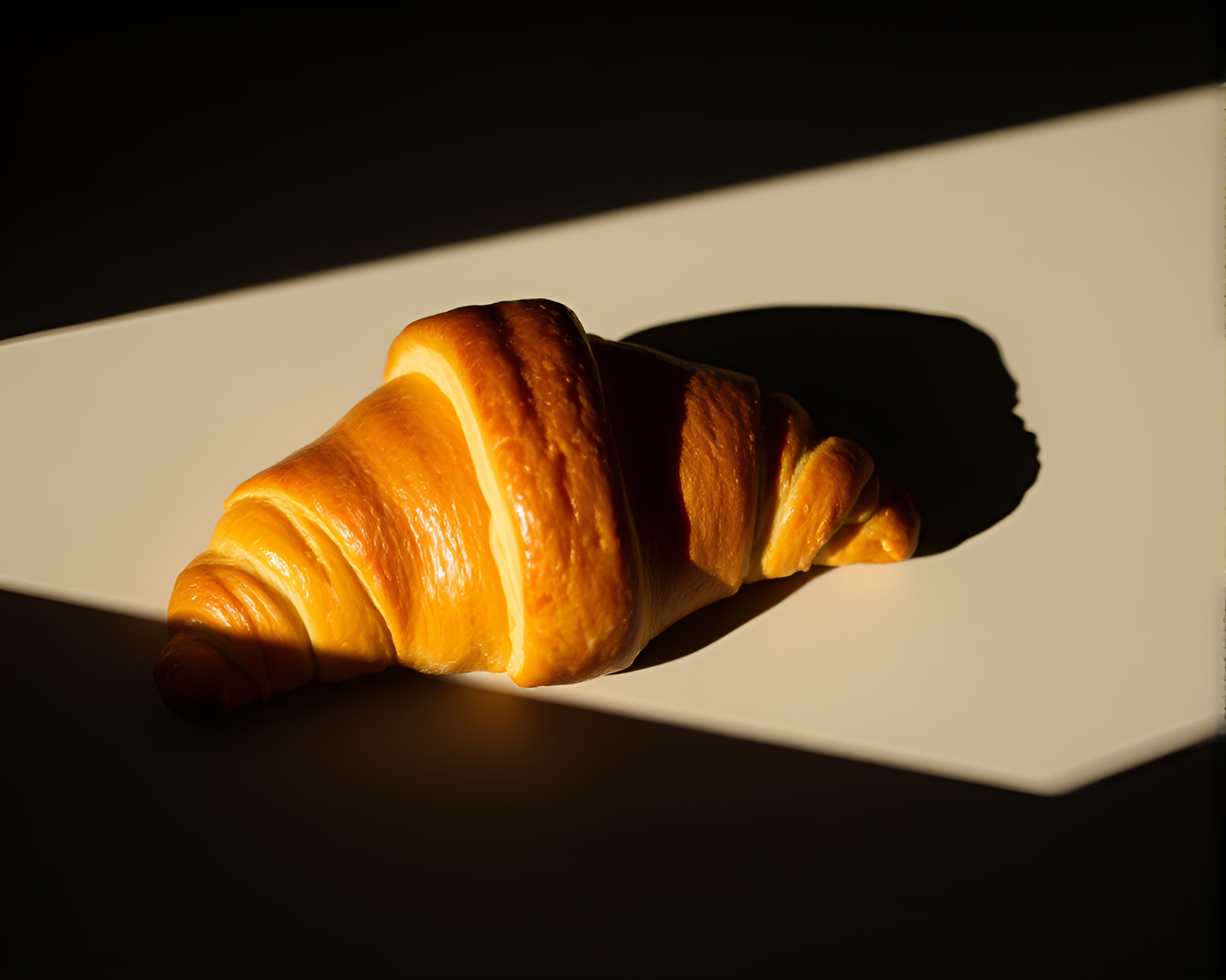 Neon-lit Croissant Shadow Play – free AI stock image