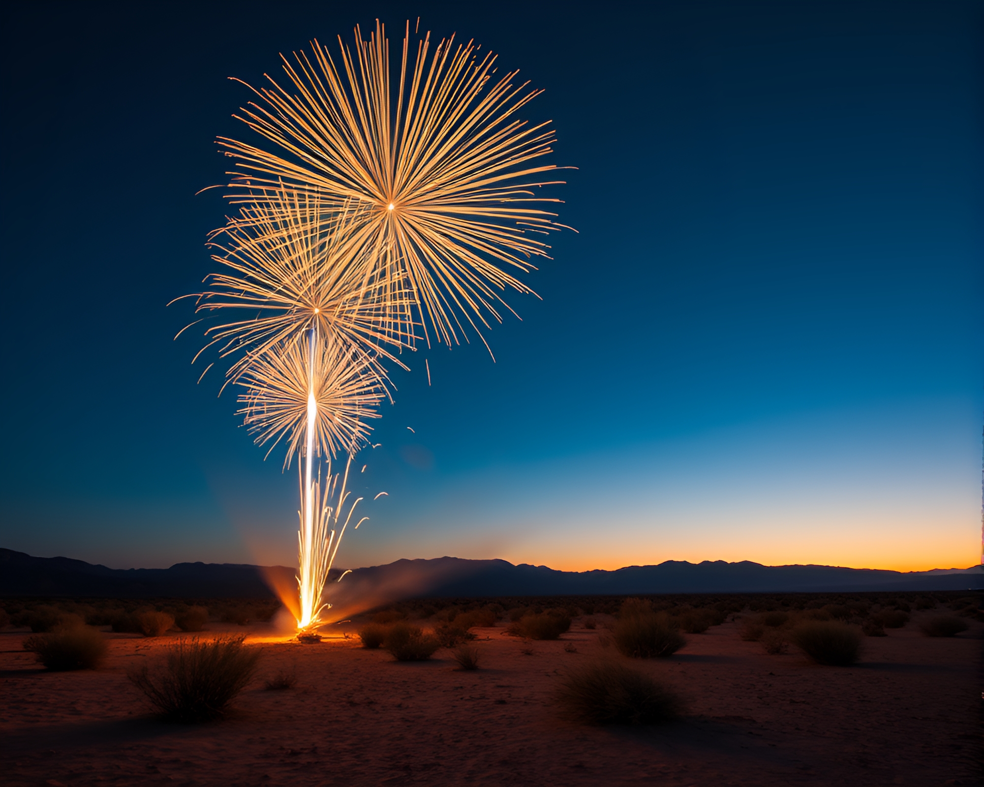 Fiery Time Dilation: Desert Sunset – free AI stock image