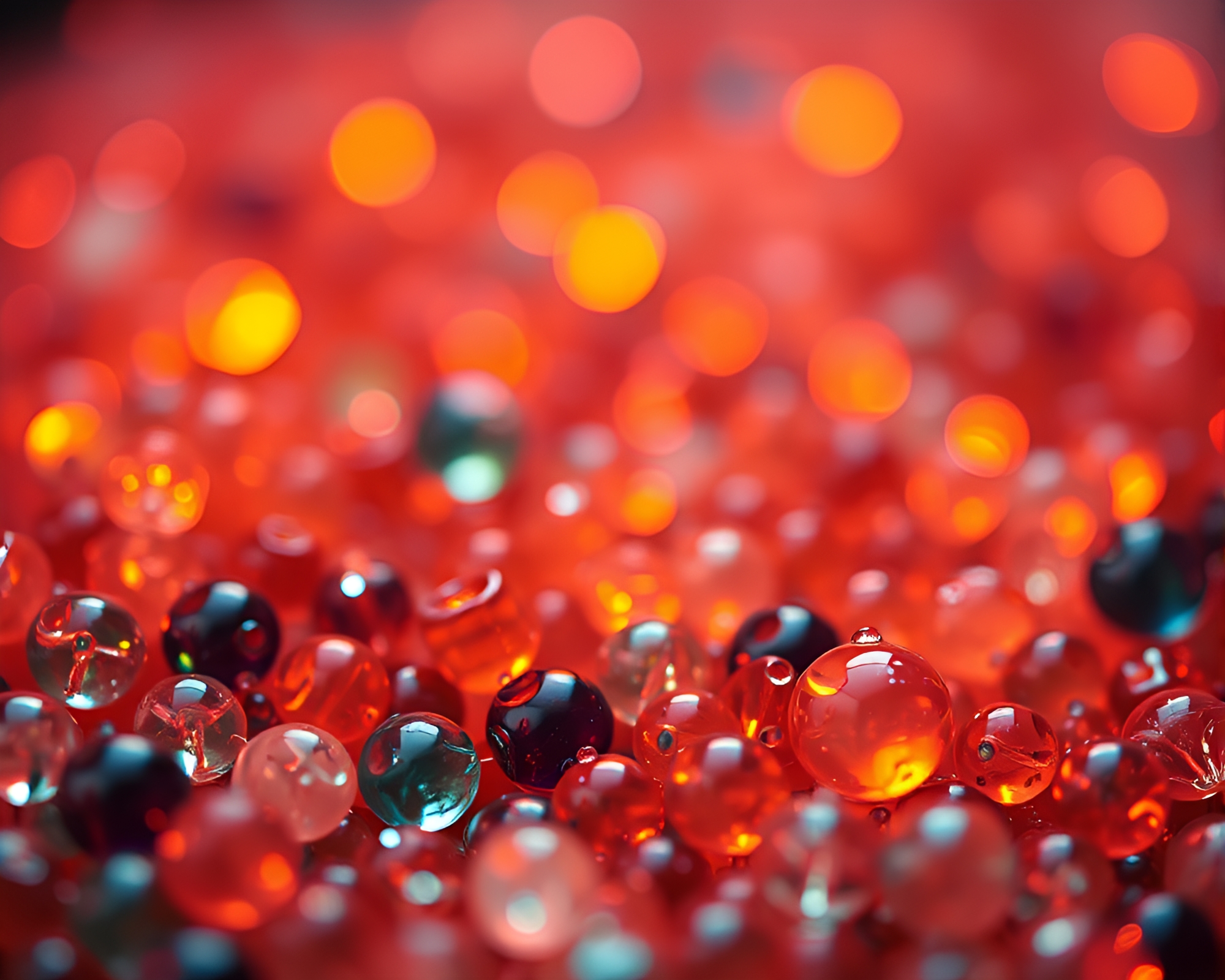 Android Emerging Through Wet Glass Beads – free AI stock image