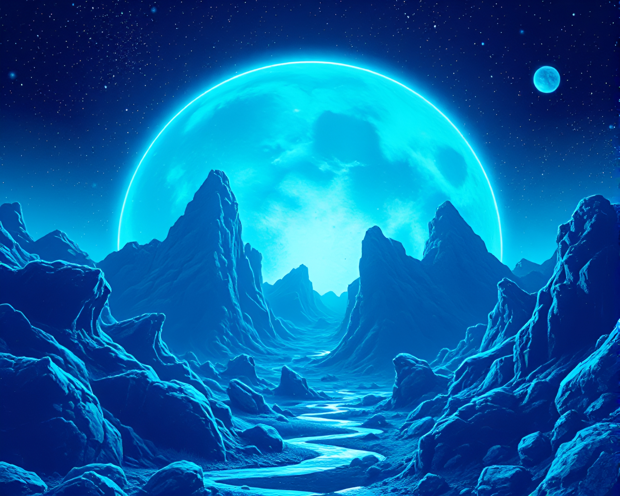 Vector Cosmic Horror: Ice-Blue Vaporwave Nightmare – free AI stock image