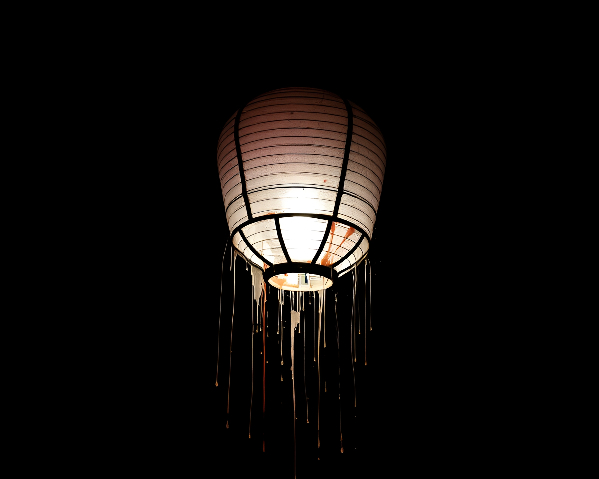 Vibrant Paper Lantern Amidst Spray Paint Drips – free AI stock image
