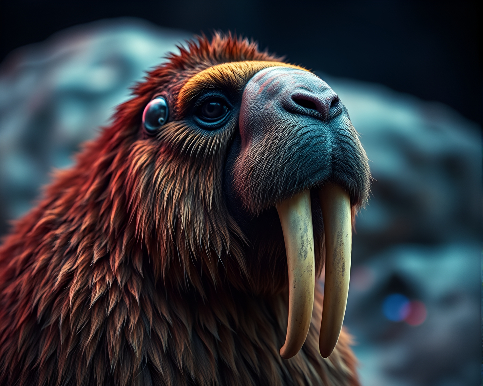 Dreamy Impressionist Walrus with CRT Flicker – free AI stock image