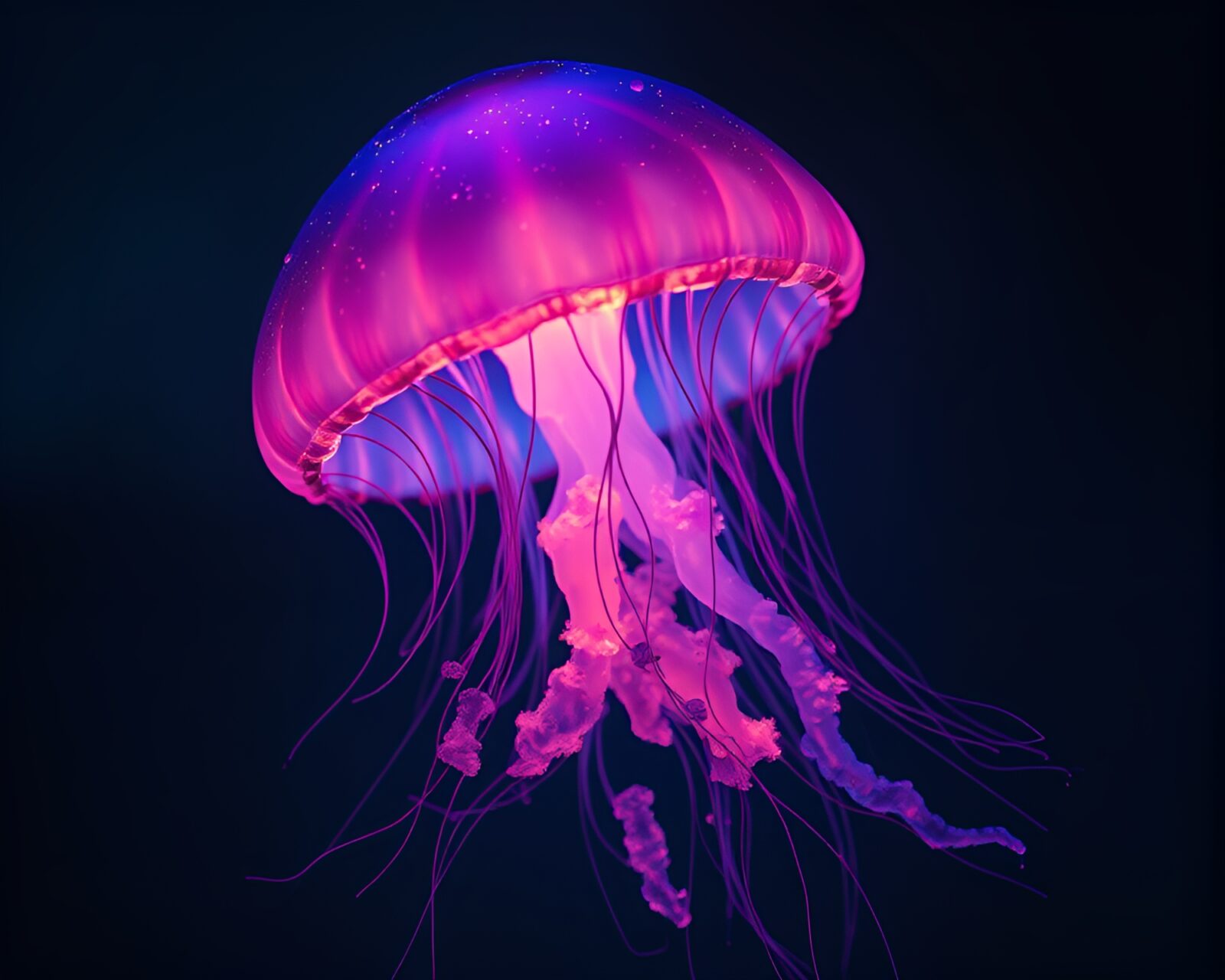 Glowing jellyfish in warm porchlight with nostalgic film burns