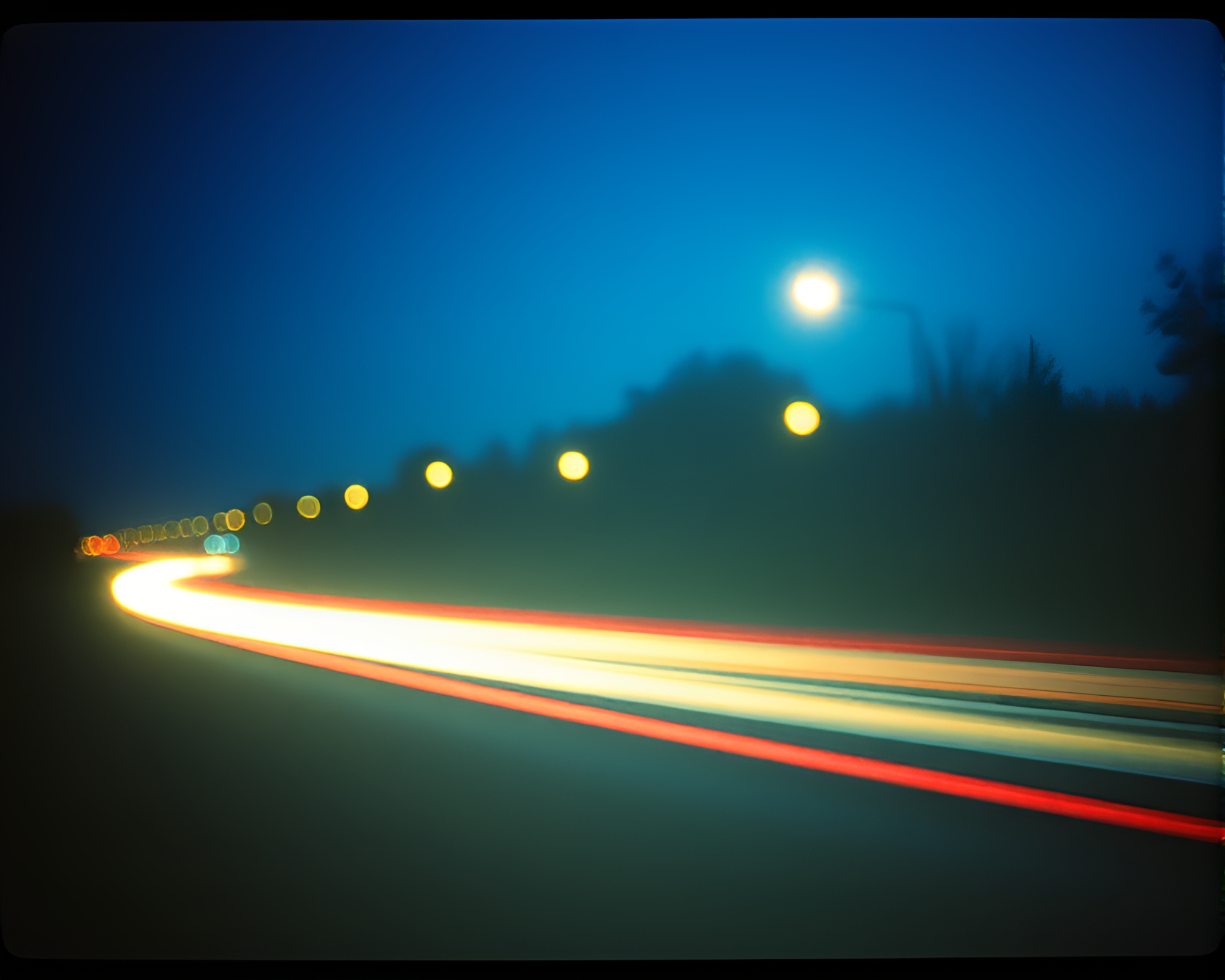 Surreal Dream: Pastel Light Trails in Retro Film Grain – free AI stock image