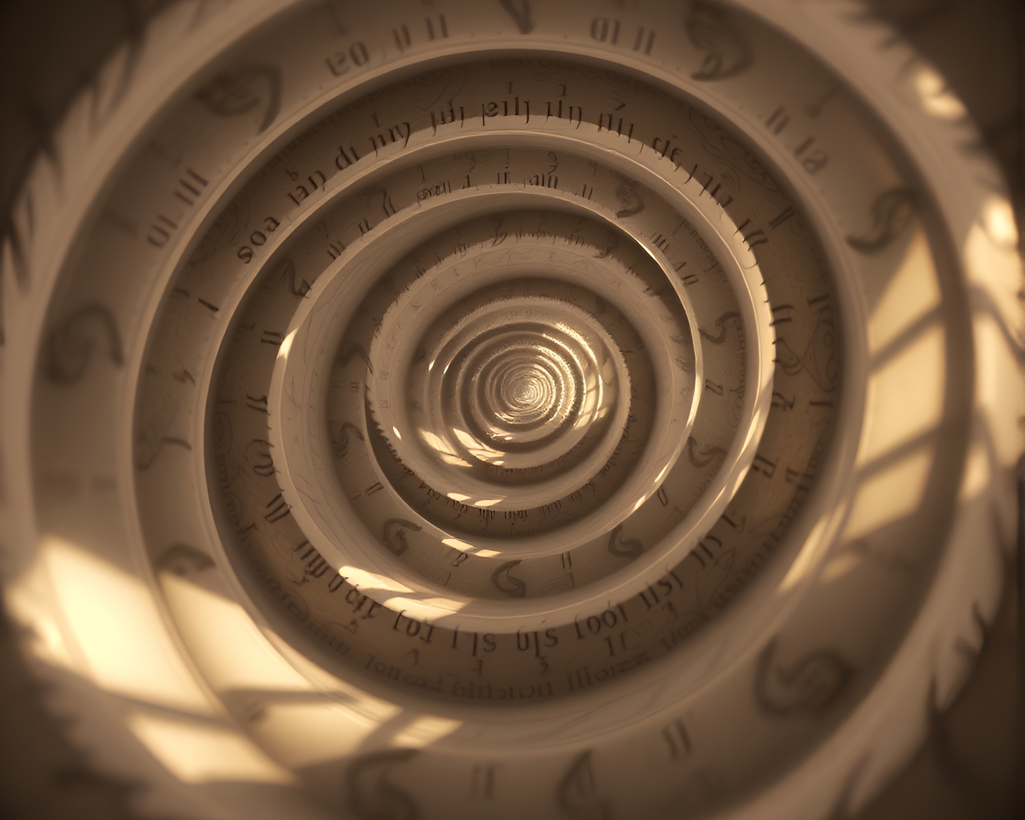 Digital Mind Palace: Fibonacci Spiral Composition – free AI stock image