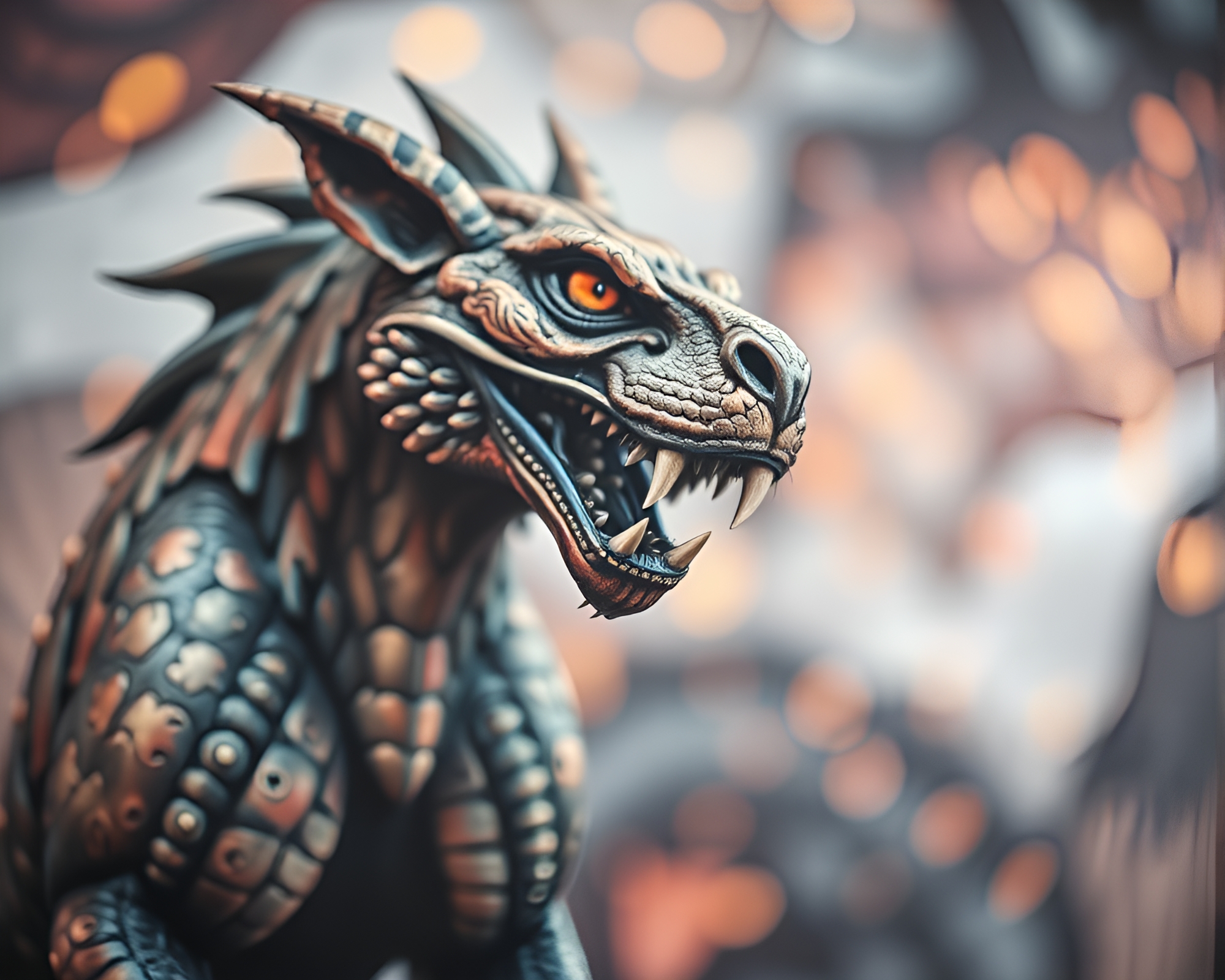 Majestic Cerberus Silhouette Amid Ethereal Bokeh – free AI stock image