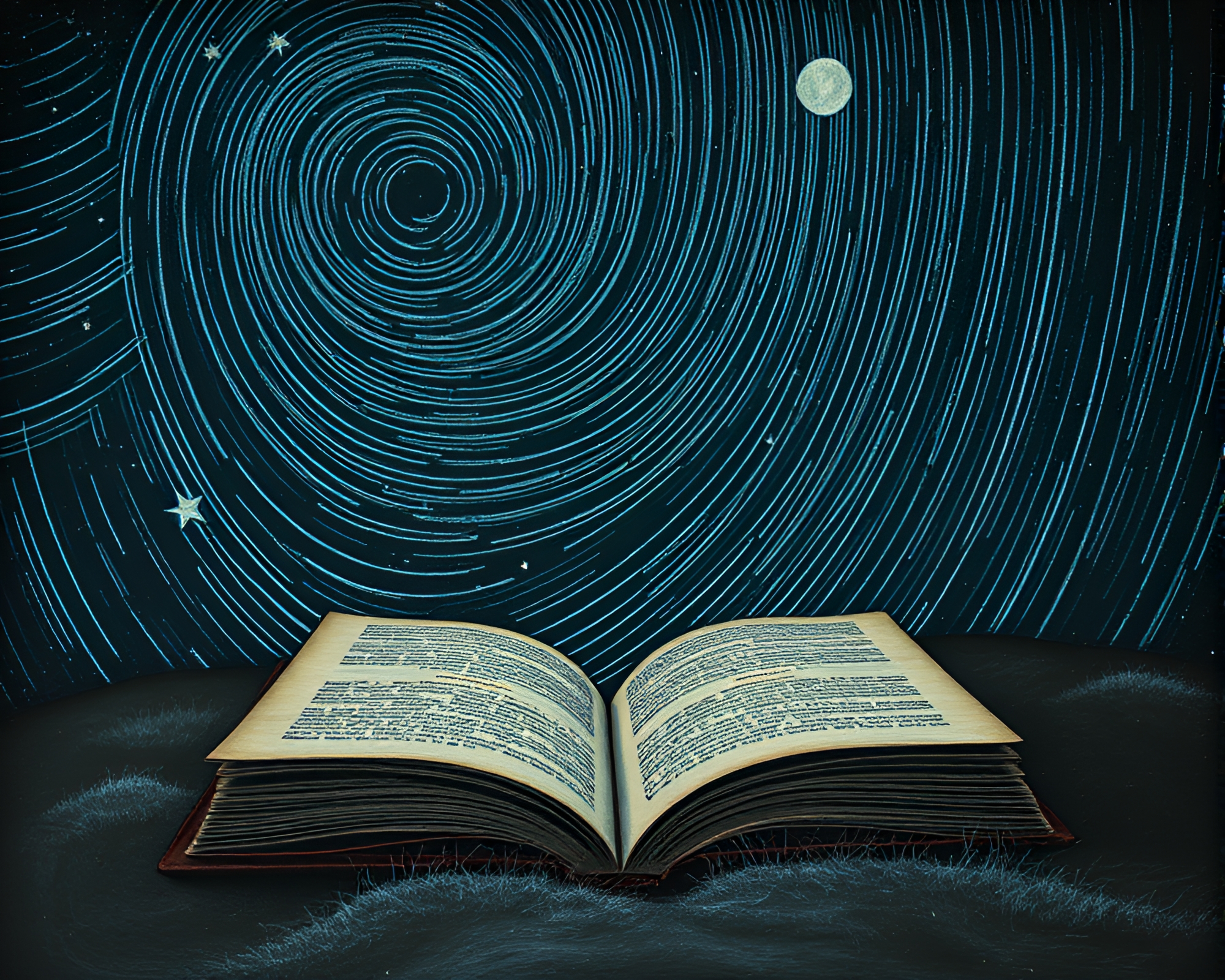 Ethereal Star Trails Over Edgar Allan Poe Inspired Landscape – free AI stock image