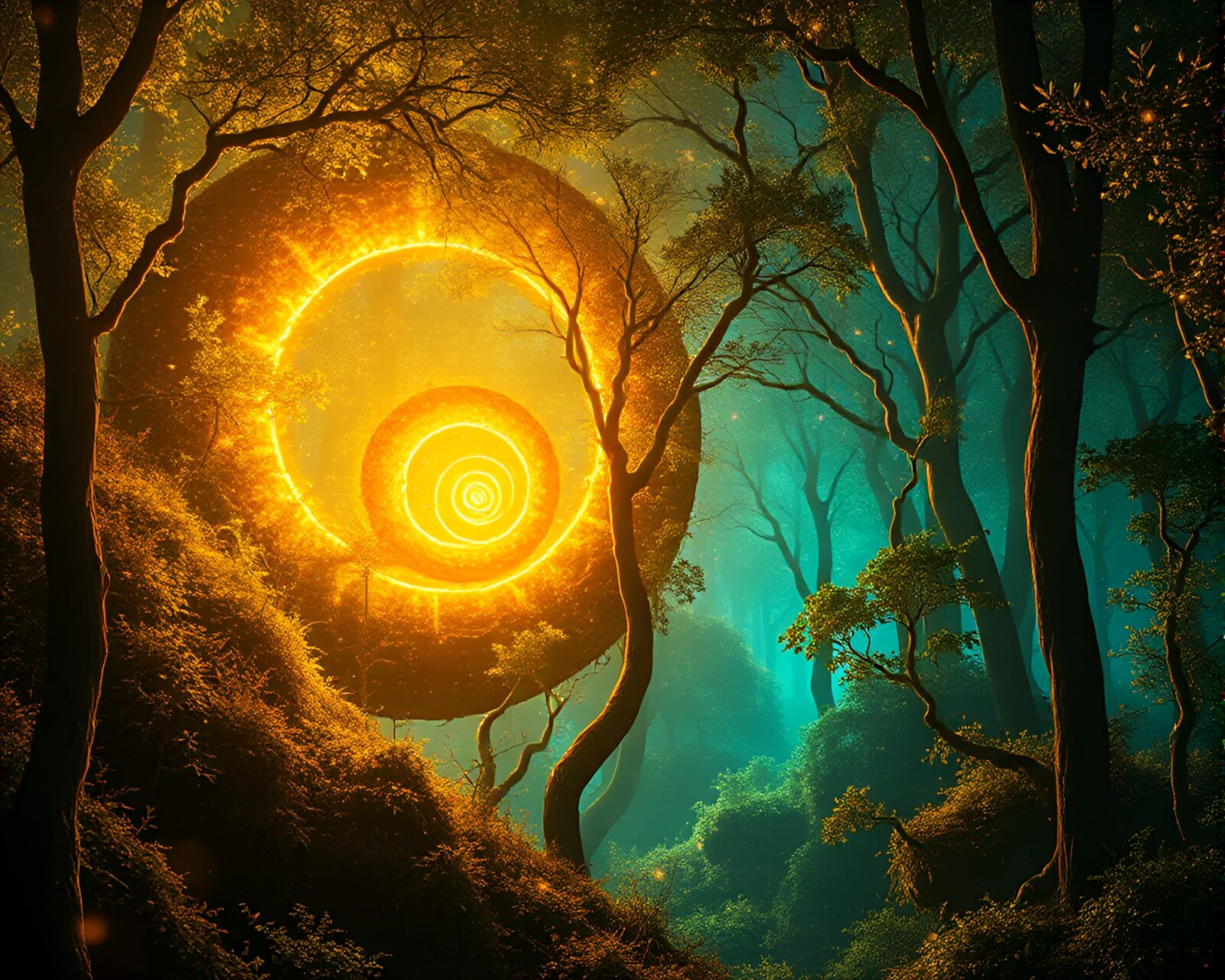 Holographic sheen adds ethereal glow to enchanted forest scene