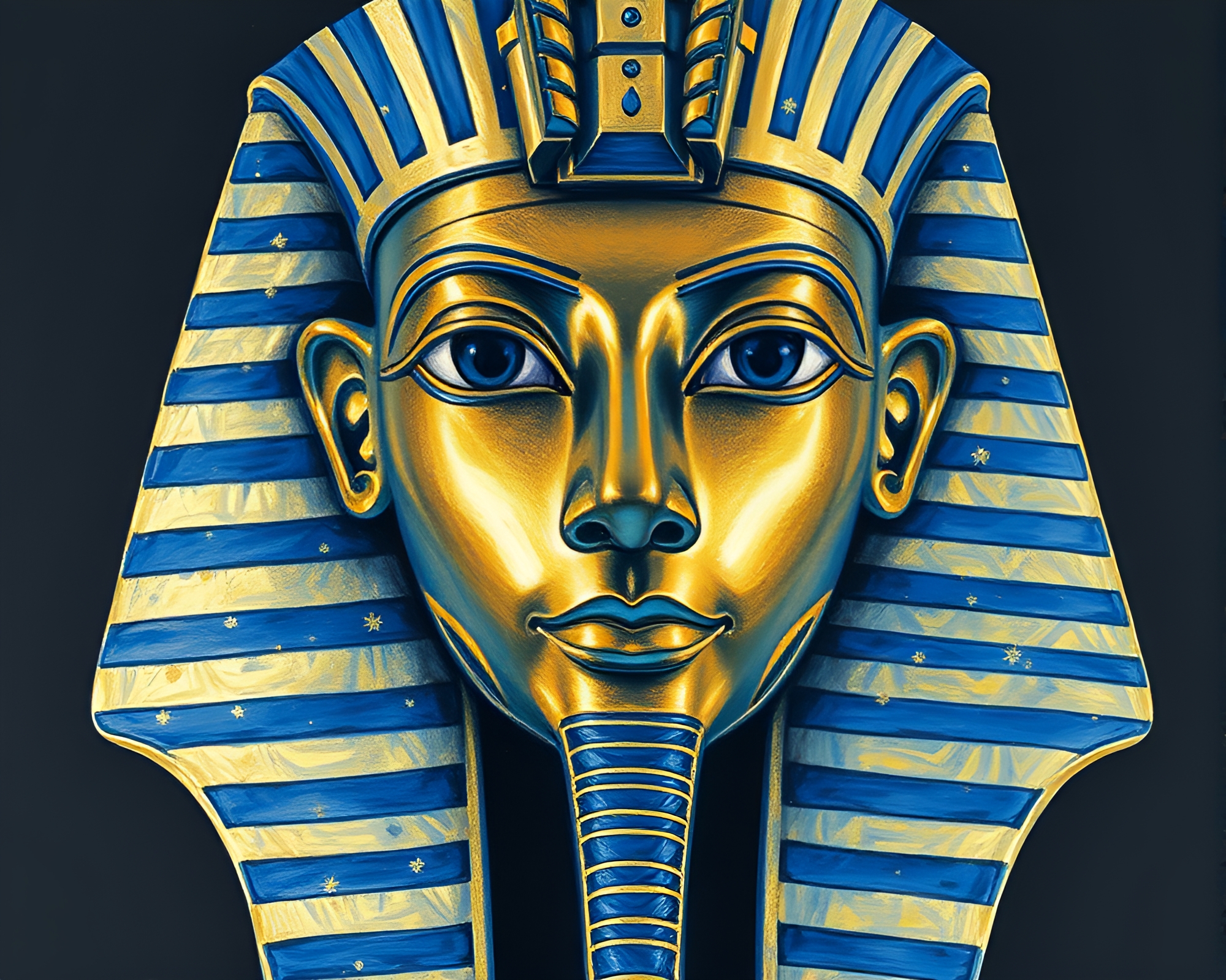 Pharaoh’s Mask in Pastel with Gold Foil Highlights – free AI stock image