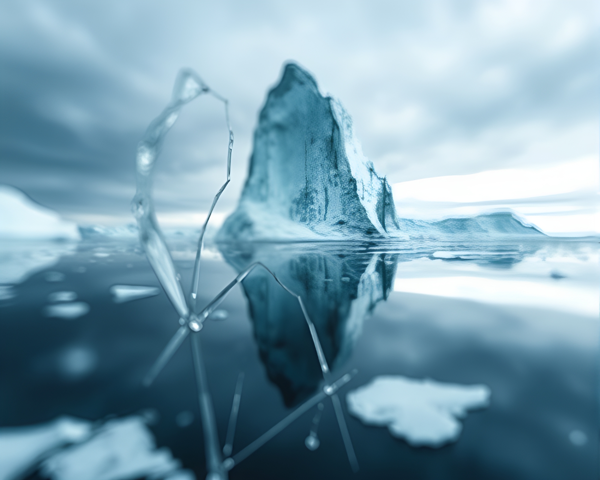Shattered Monolith in Antarctic Whiteout – free AI stock image