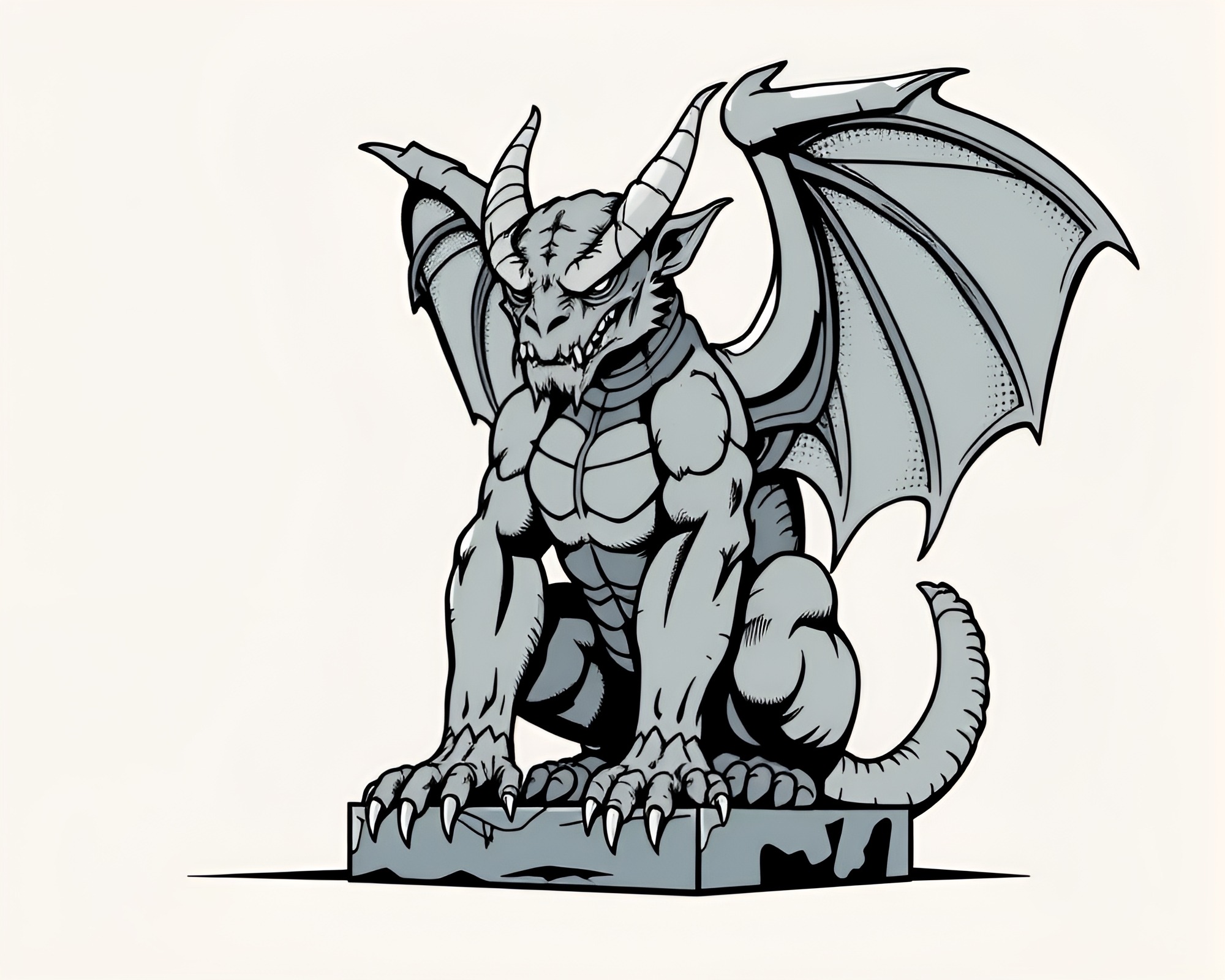 Halftone Grid Gargoyle: Soft Pastel Comic Book Art – free AI stock image