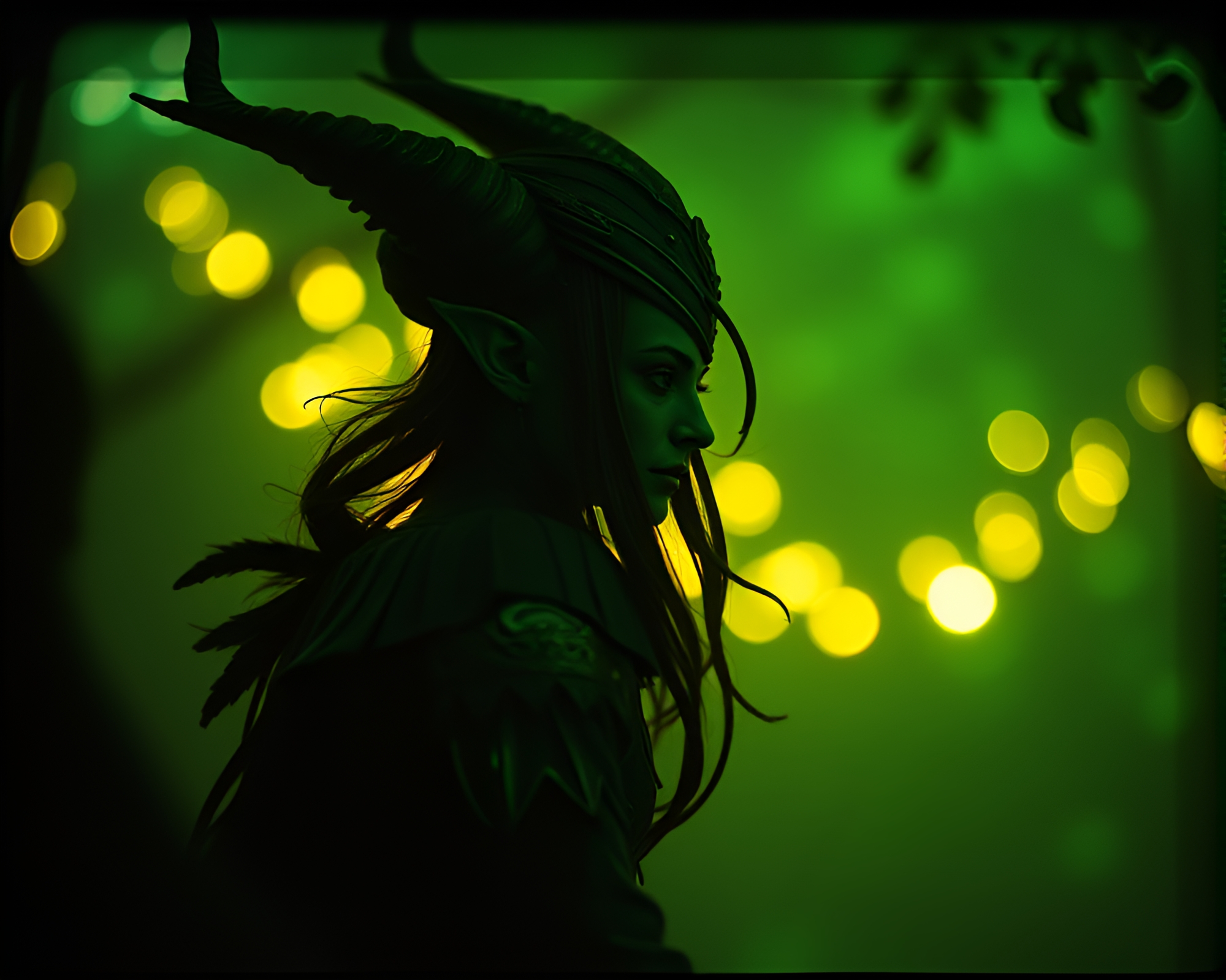 Mystical Djinn in Enchanted Forest with Film Sprocket Holes – free AI stock image