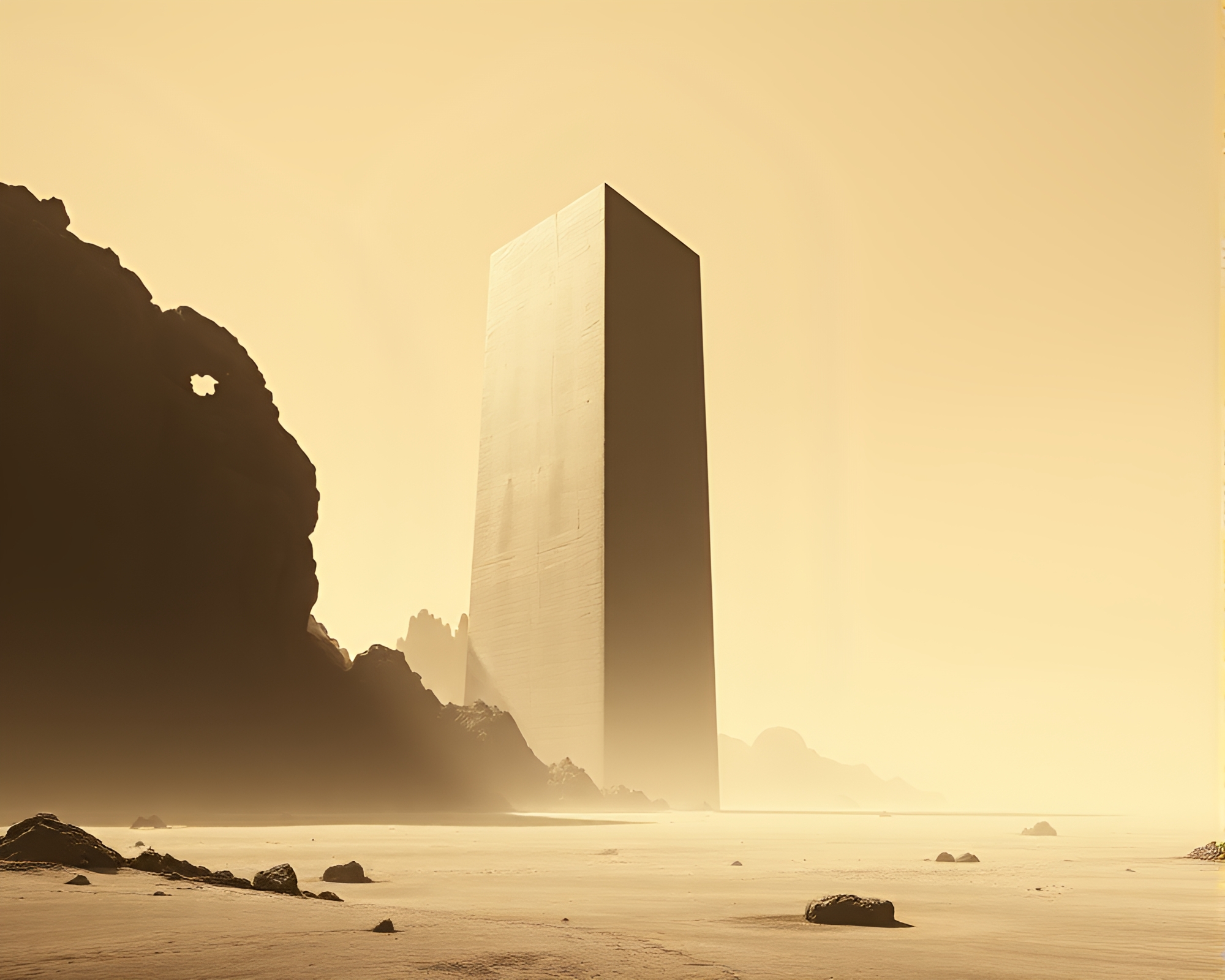 Monolithic Beauty in Sepia Tones – free AI stock image